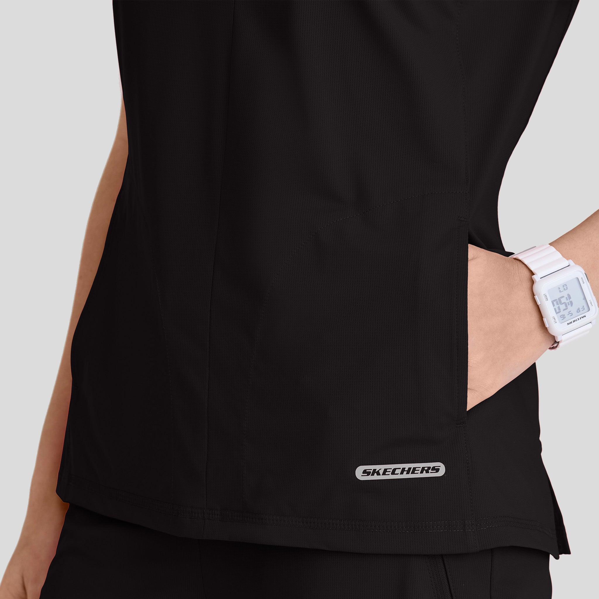 Glide 4 Pocket Banded Collar Top | Black