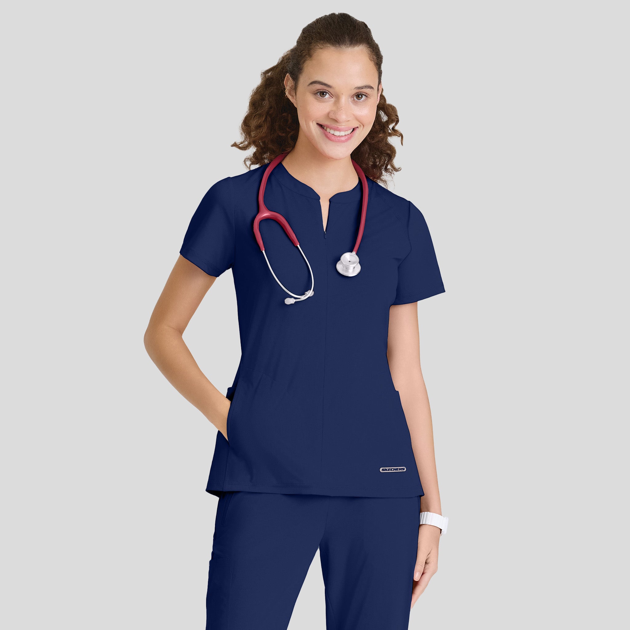 Glide 4 Pocket Banded Collar Top | Navy