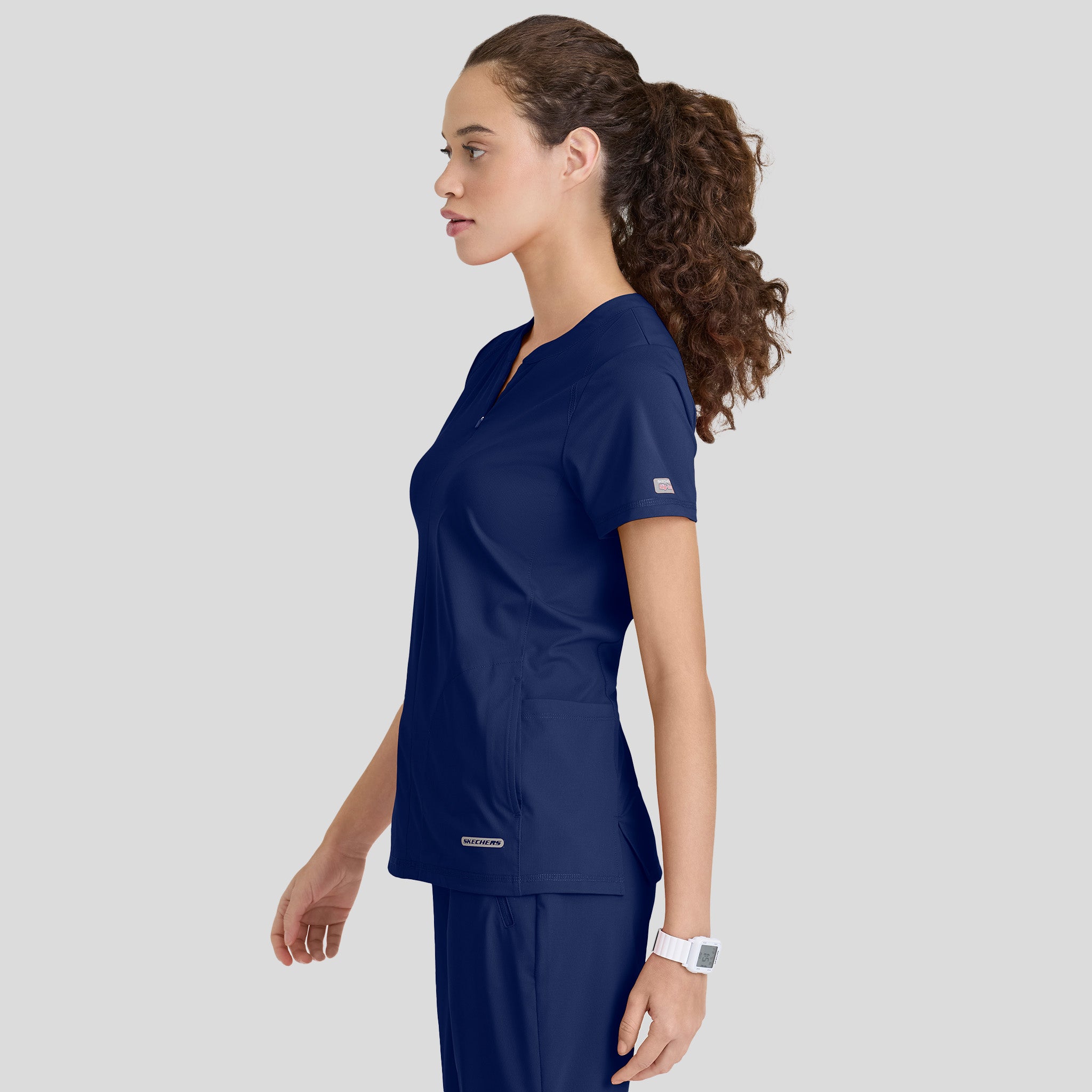 Glide 4 Pocket Banded Collar Top | Navy