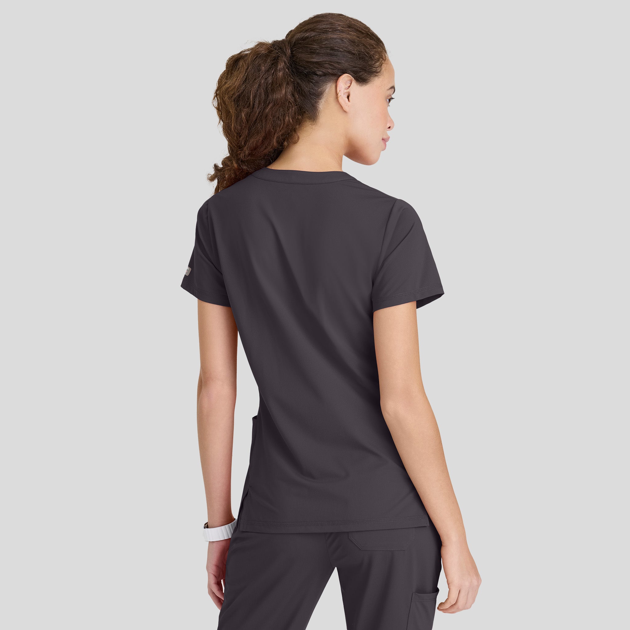 Glide 4 Pocket Banded Collar Top | Pewter