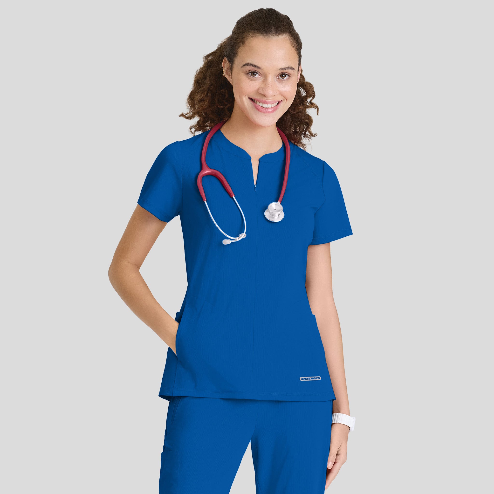 Glide 4 Pocket Banded Collar Top | Royal