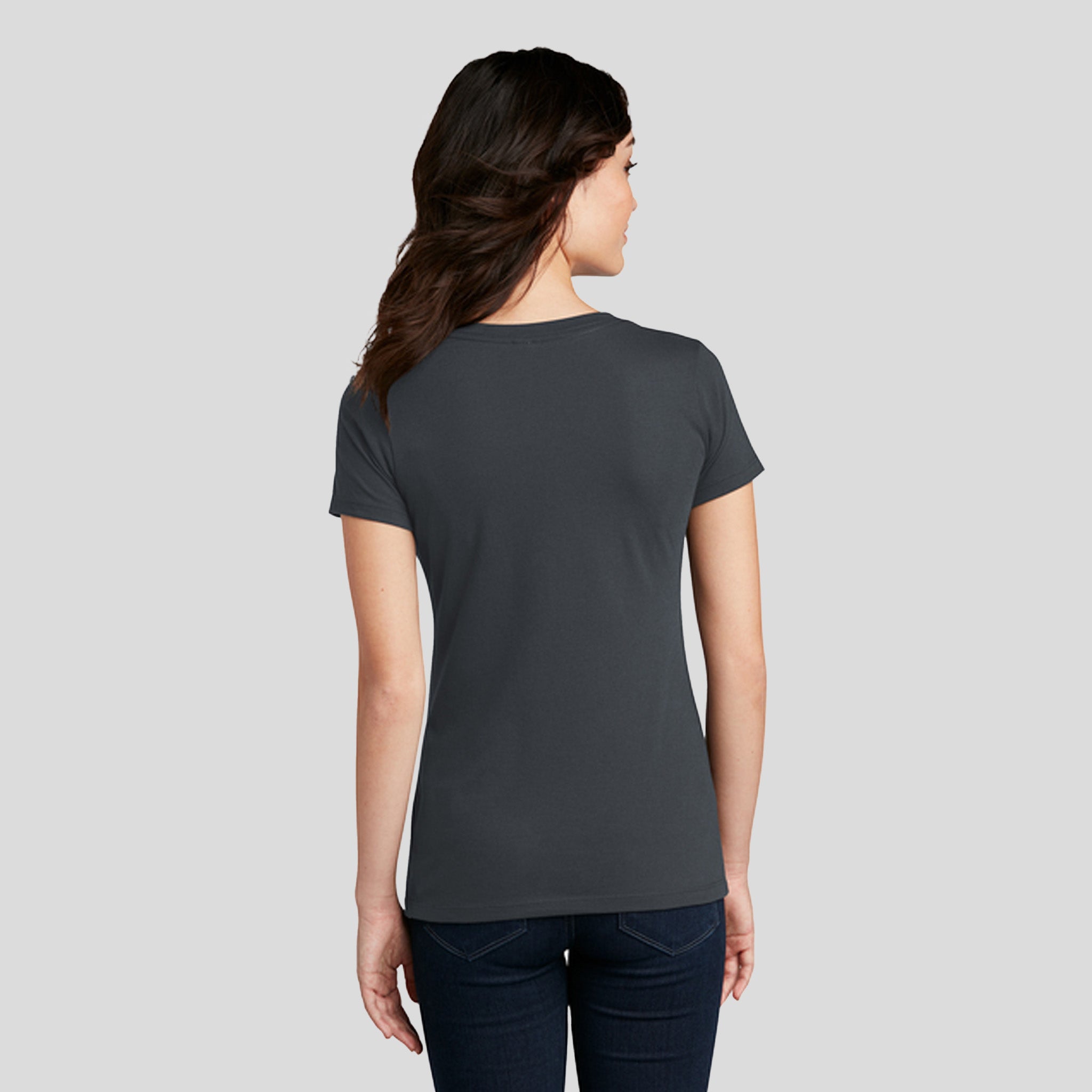 Womenโs Perfect Blendยฎ CVC V-Neck Tee | Charcoal