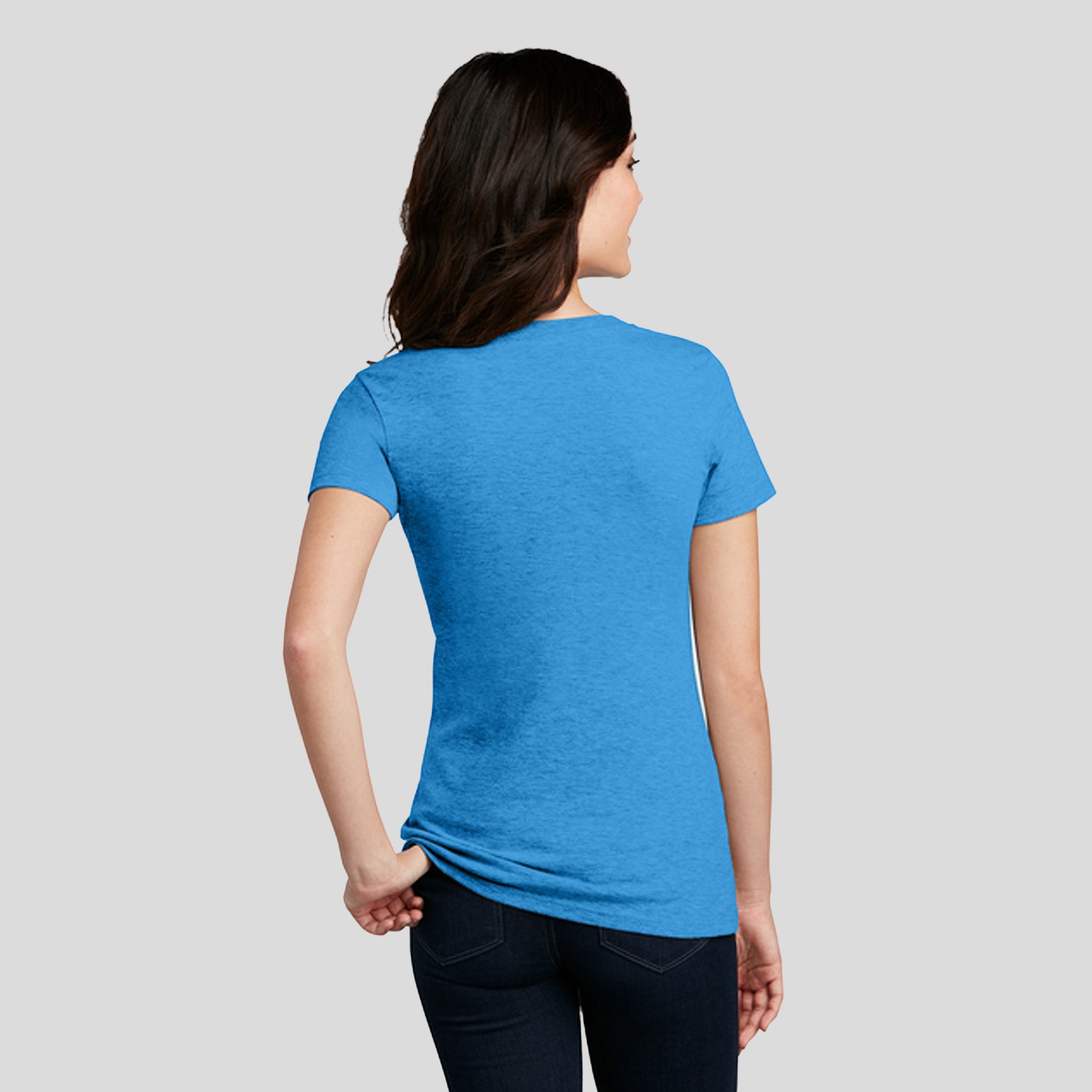 Womenโs Perfect Blendยฎ CVC V-Neck Tee | Heathered Bright Turquoise