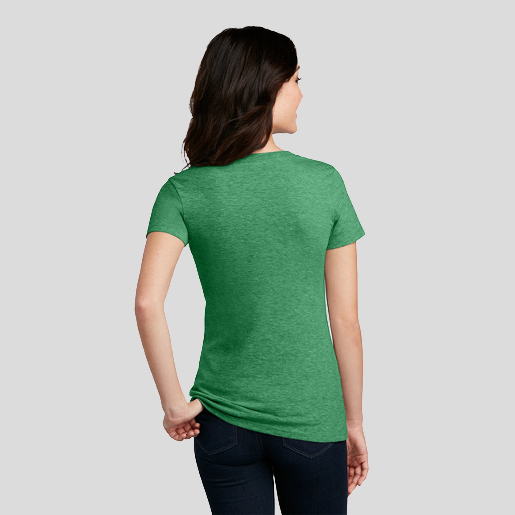 Womenโs Perfect Blendยฎ CVC V-Neck Tee | Heathered Kelly Green