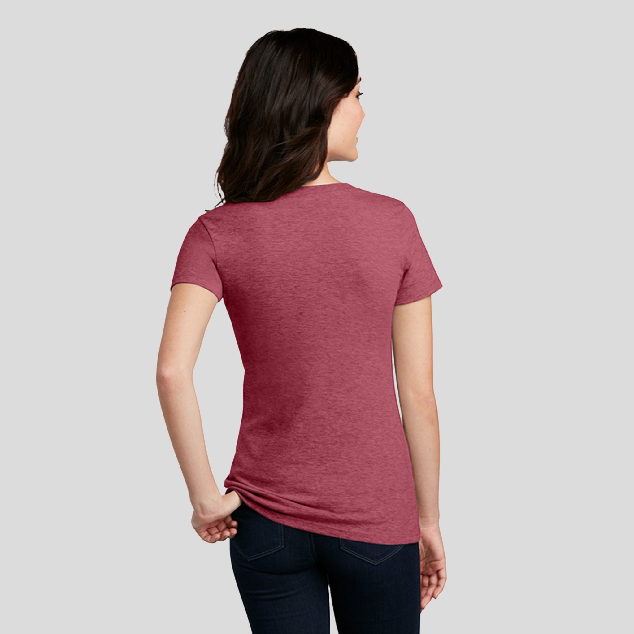 Womenโs Perfect Blendยฎ CVC V-Neck Tee | Heathered Red