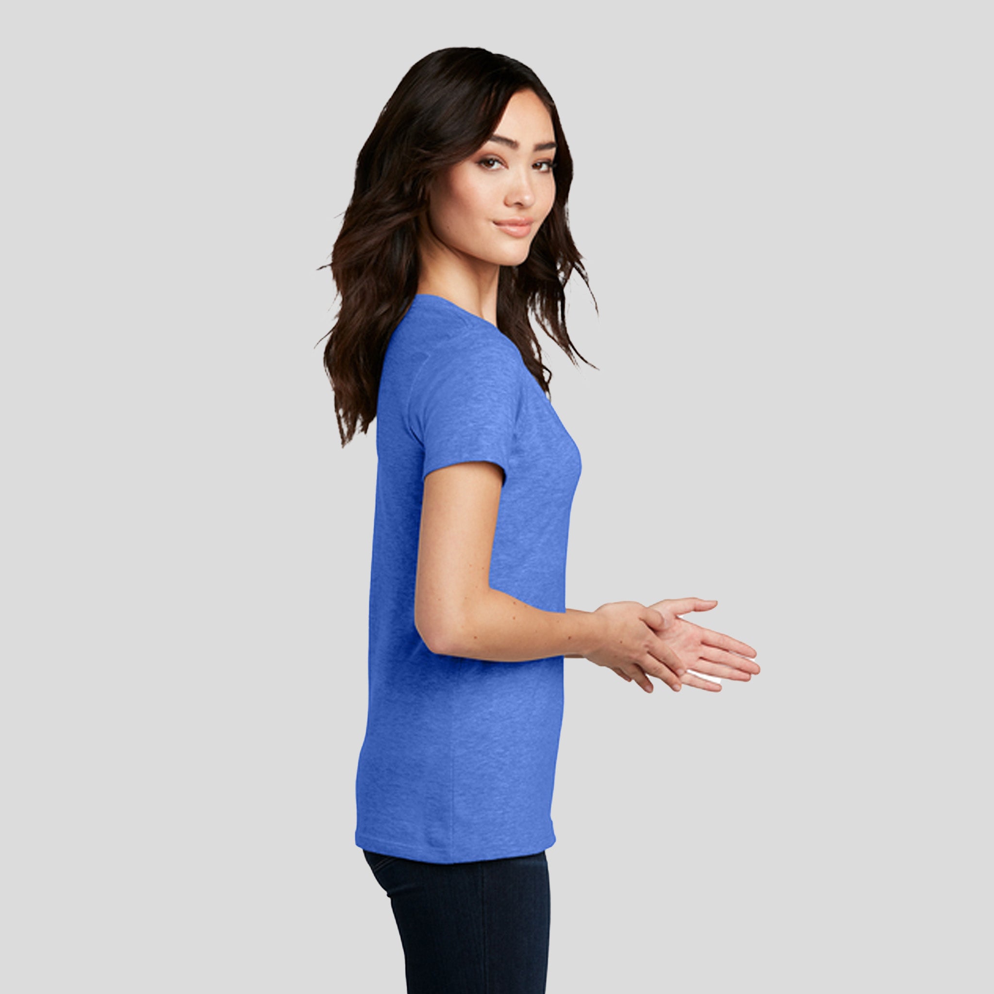 Womenโs Perfect Blendยฎ CVC V-Neck Tee | Heathered Royal