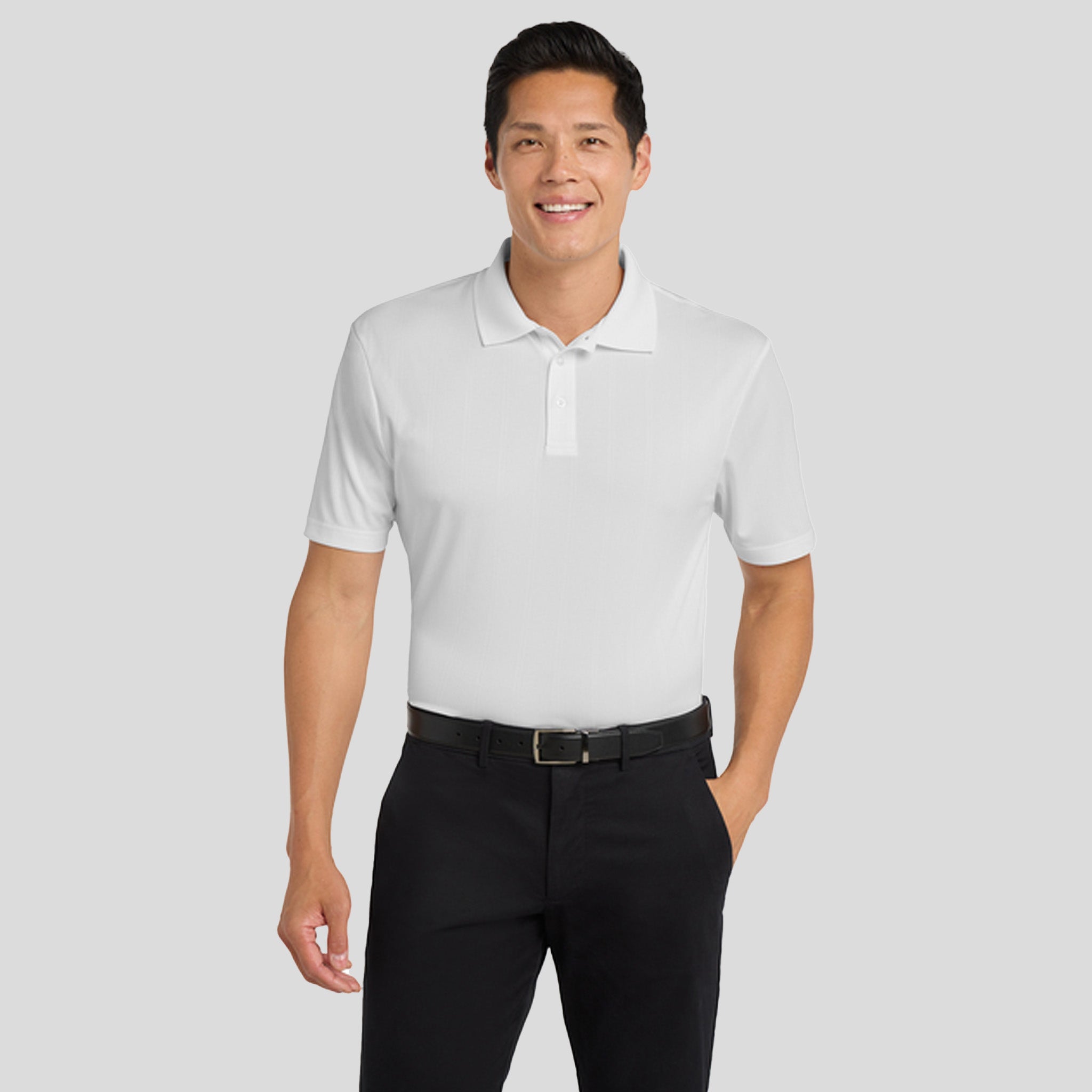Performance Fine Jacquard Polo | White