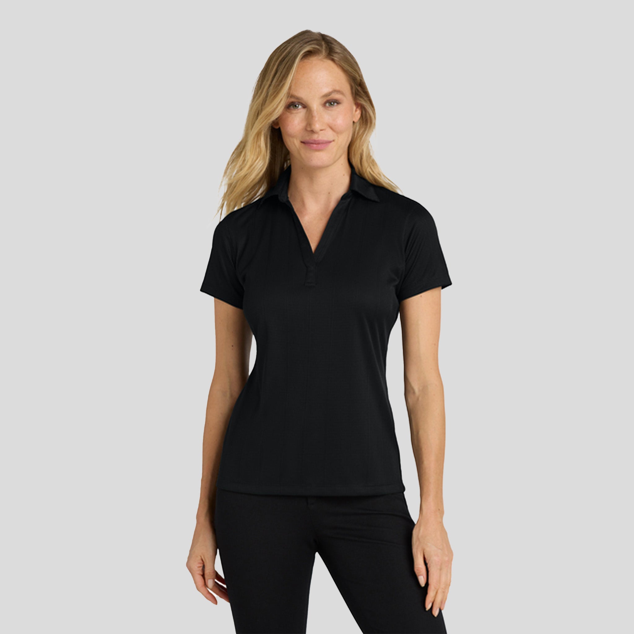 Women's Performance Fine Jacquard Polo | Black