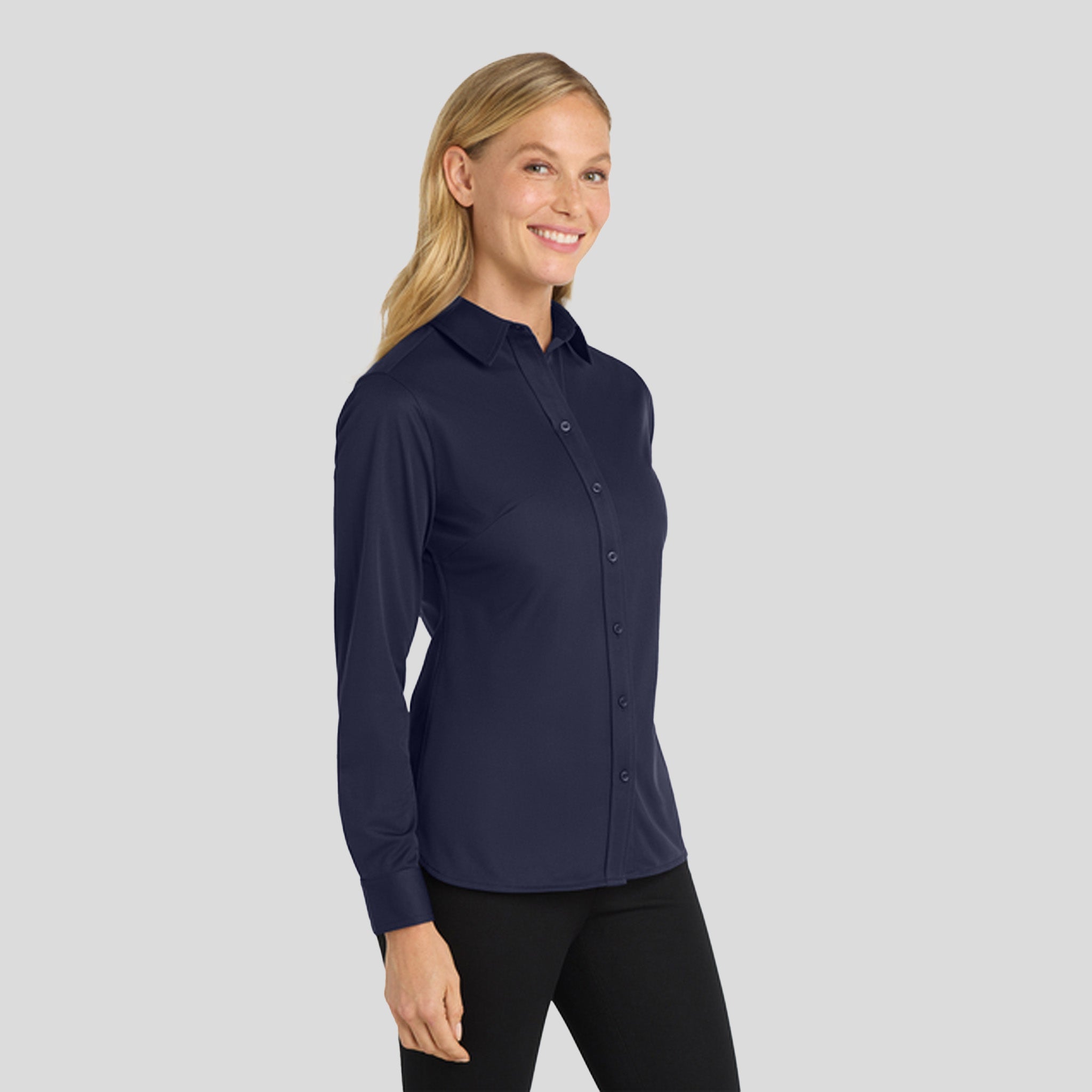 Women's Dimension Knit Dress Shirt | Dark Navy
