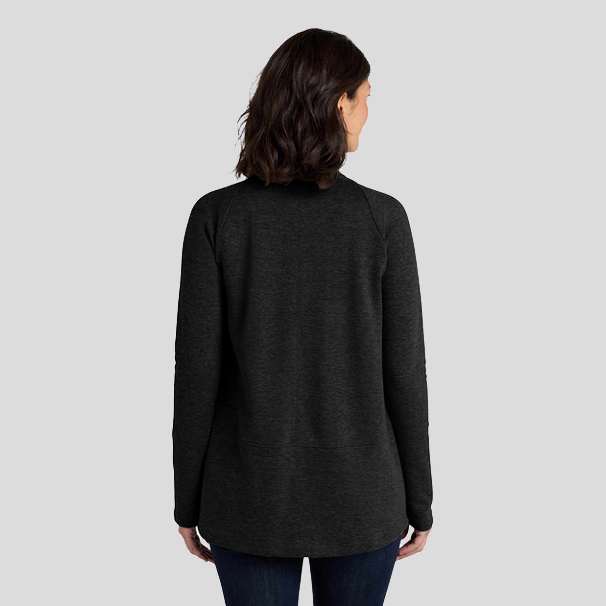 Women's Interlock Cardigan | Deep Black and Charcoal Heather