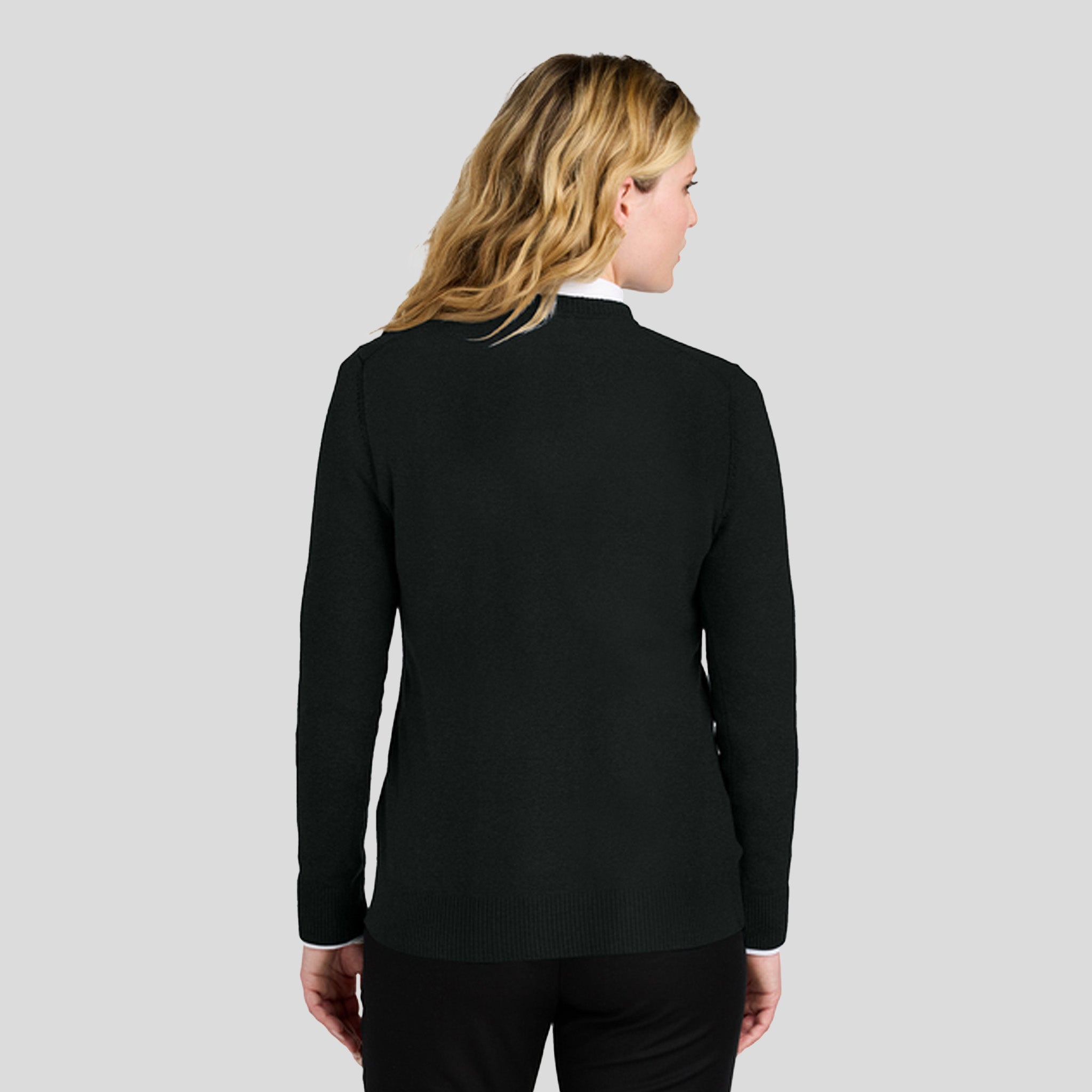 Womenβs Easy Care V-Neck Sweater | Deep Black