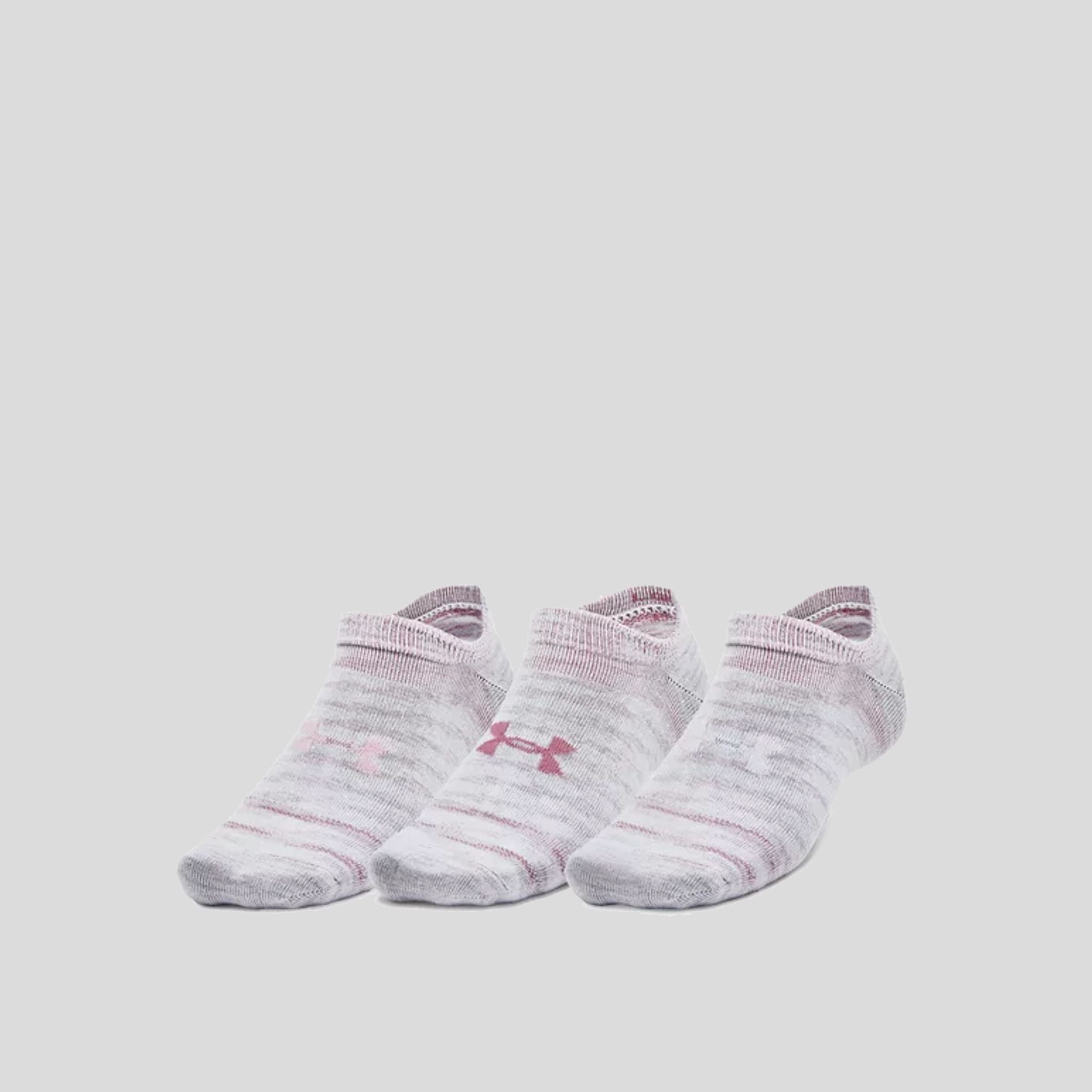 Unisex UA Essential 3-Pack No-Show Socks | White/Pink Elixir