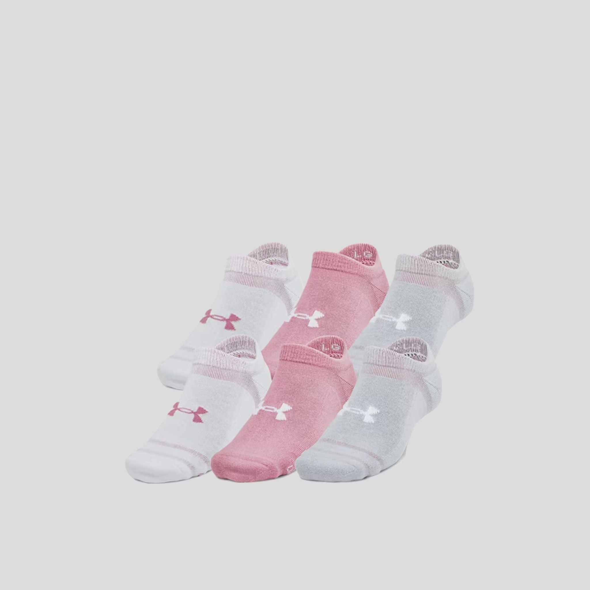 Unisex UA Essential Cushion 6-Pack No Show Socks | Pink Elixir