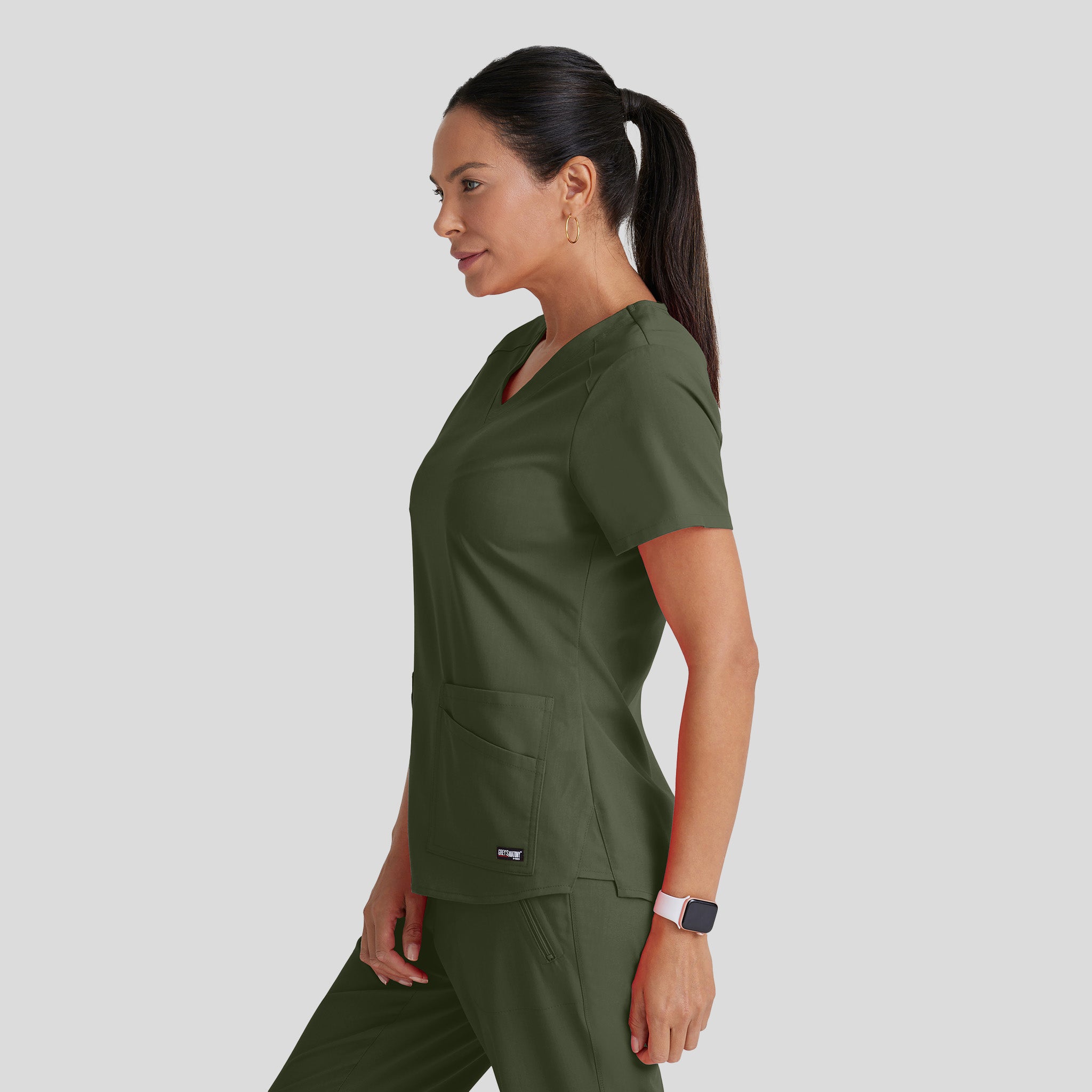 Emma 4-Pocket V-Neck Scrub Top | Olive