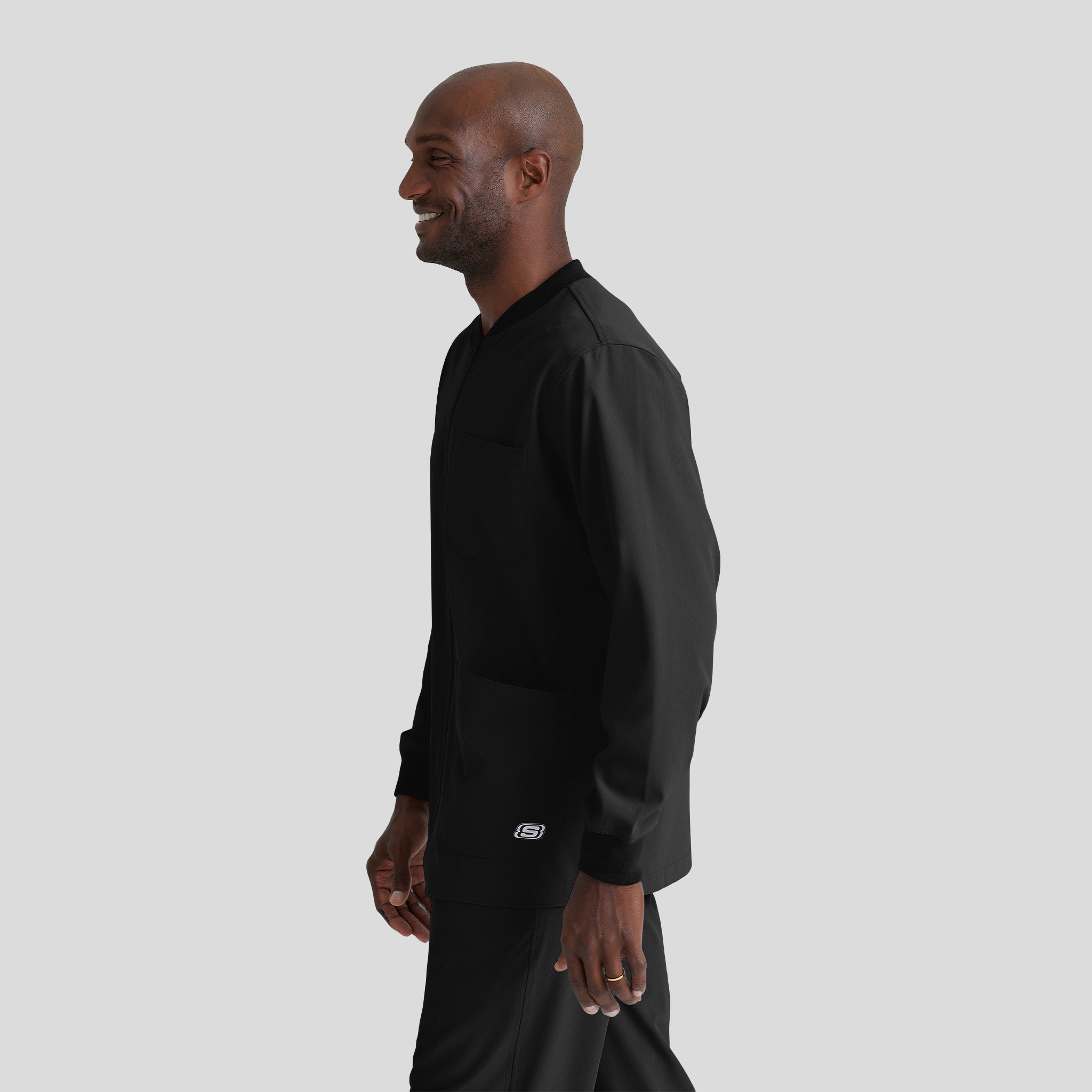 Men's Structure 3-Pocket Crewneck Warmup Scrub Jacket | Black