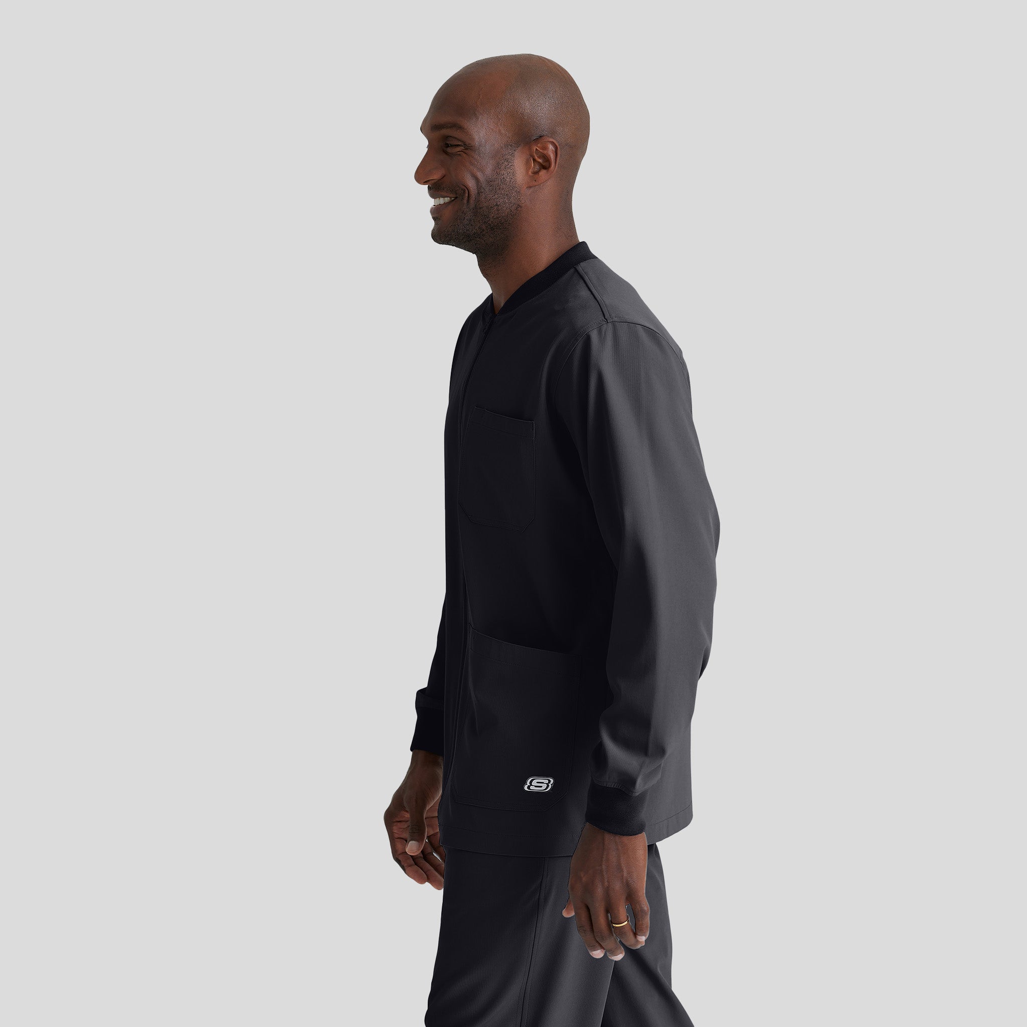 Men's Structure 3-Pocket Crewneck Warmup Scrub Jacket | Pewter