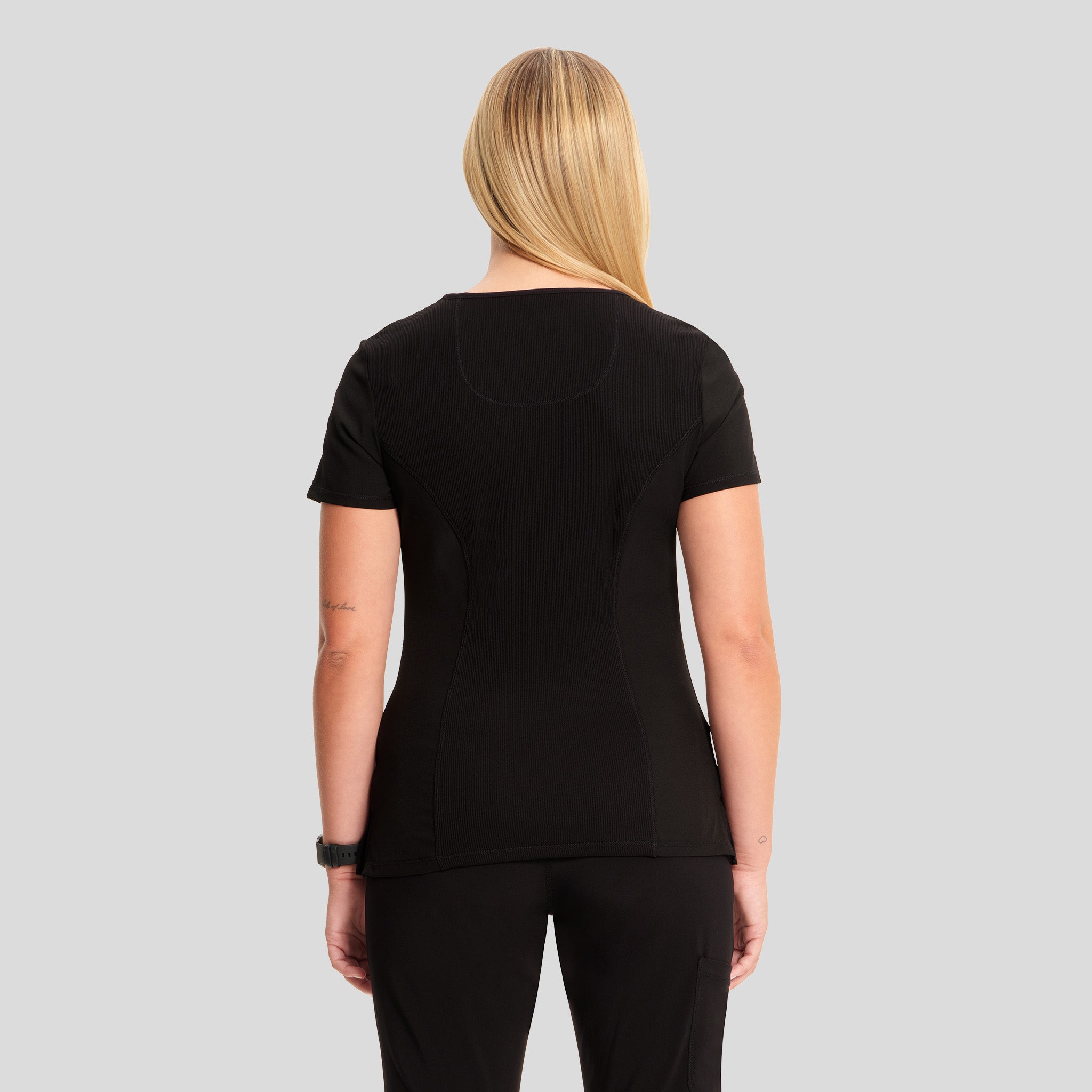 Infinity Mock Wrap Solid Scrub Top | Black