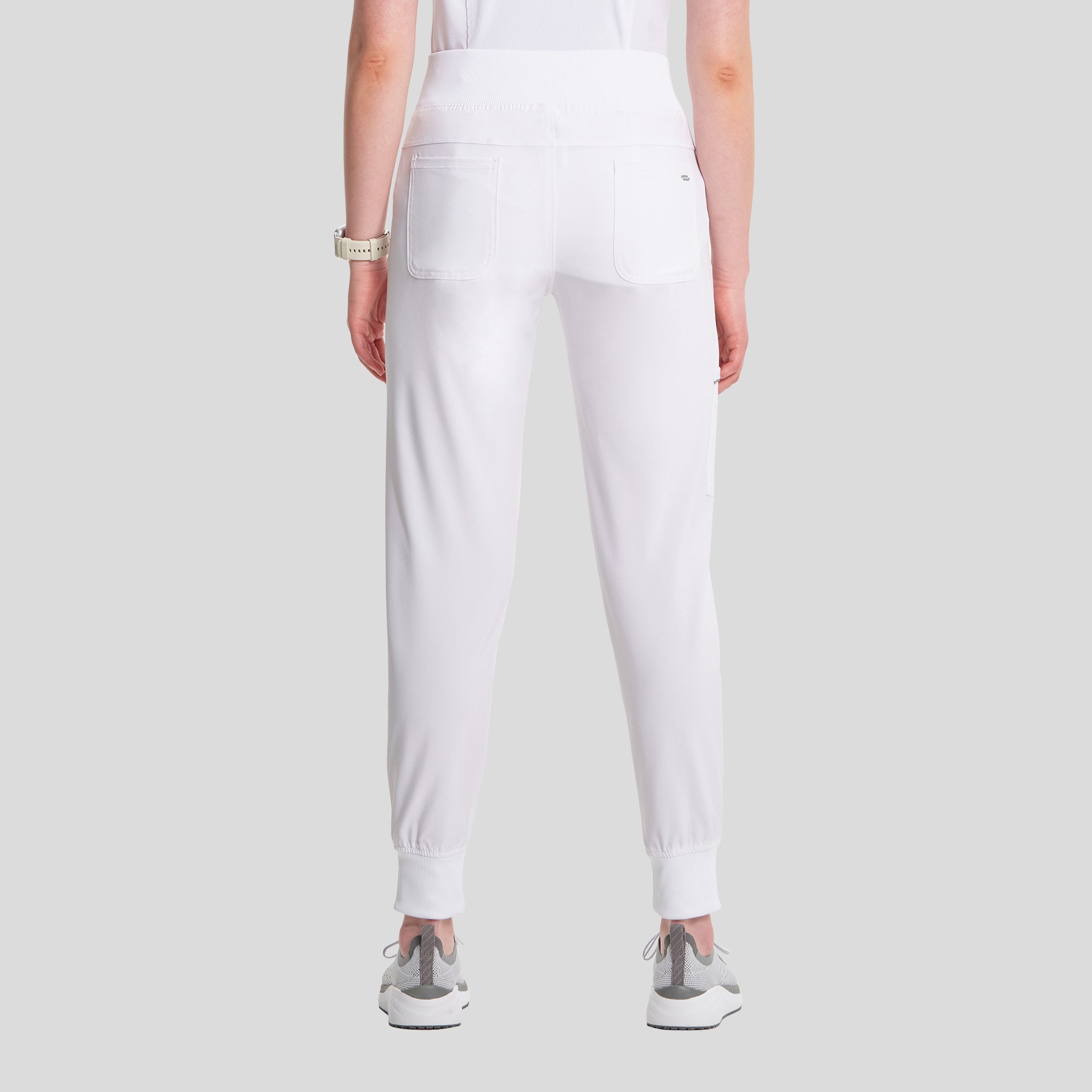 Infinity Elastic Waistband Jogger Scrub Pant | White
