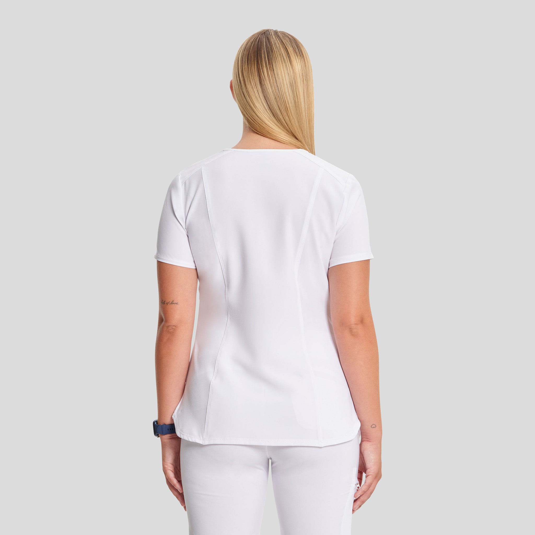 Infinity V-Neck Solid Scrub Top | White