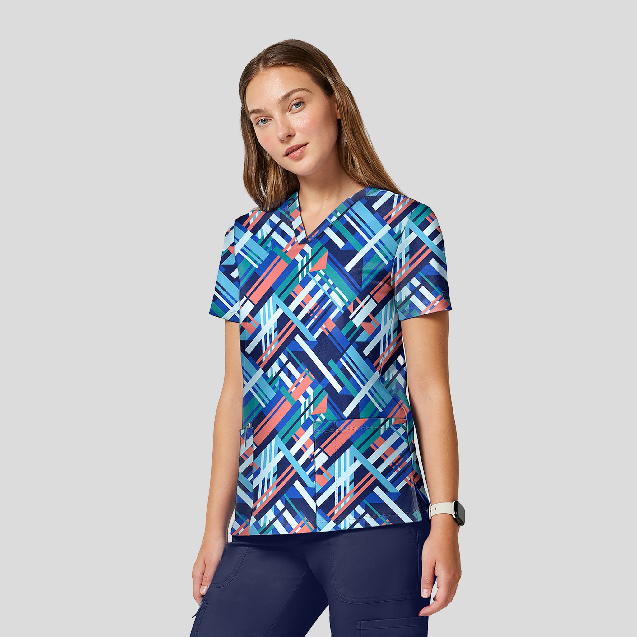 2 Pocket Print Top | Bright GEO
