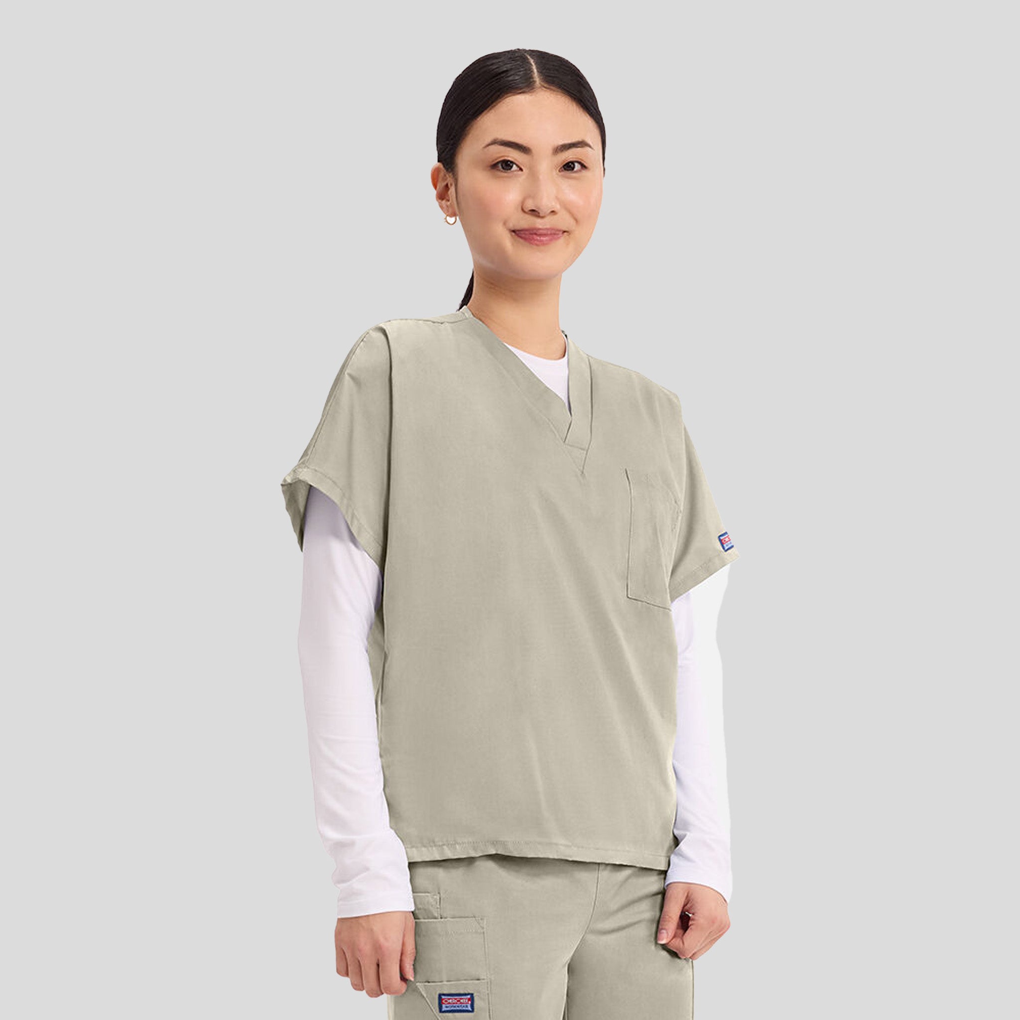Unisex V-Neck 1 Pocket | Khaki