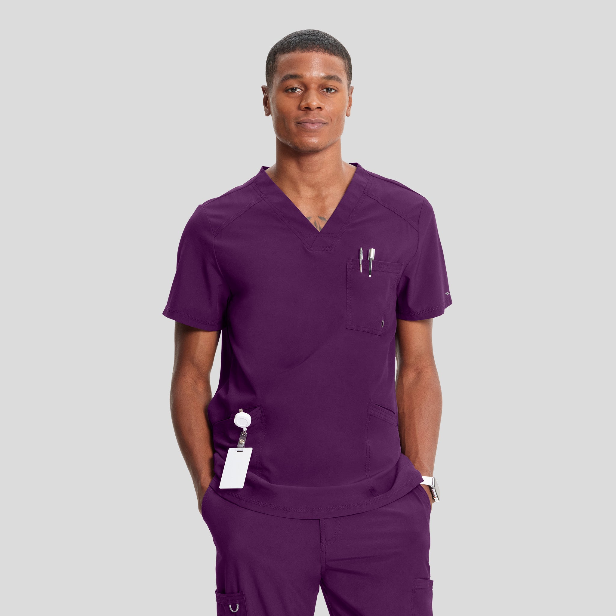 Men's V-Neck | Eggplant – Robert's Medical Uniforms