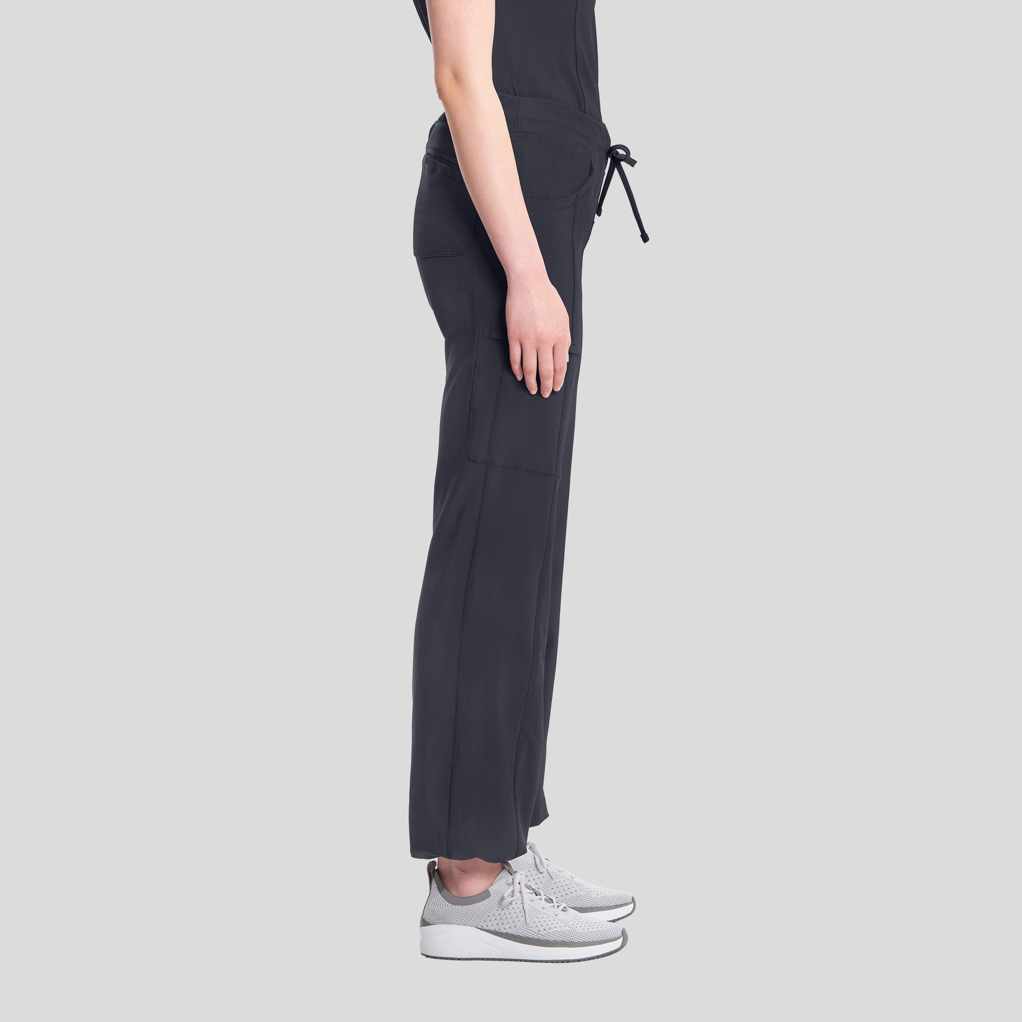 Rib Knit Drawstring Waist Scrub Pant | Pewter