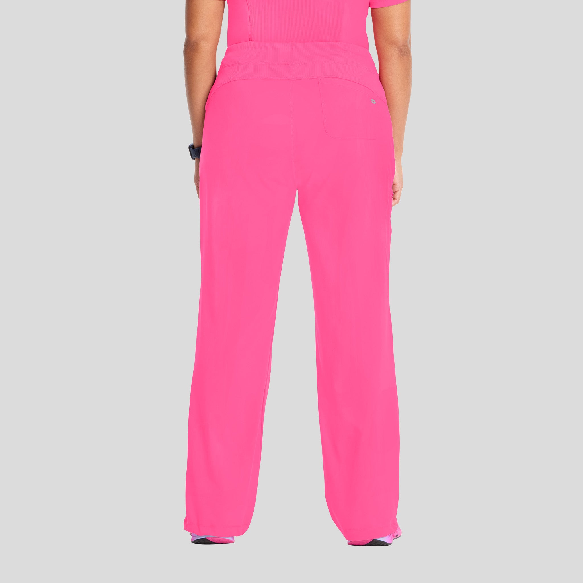 Rib Knit Drawstring Waist Scrub Pant | Carmine Pink