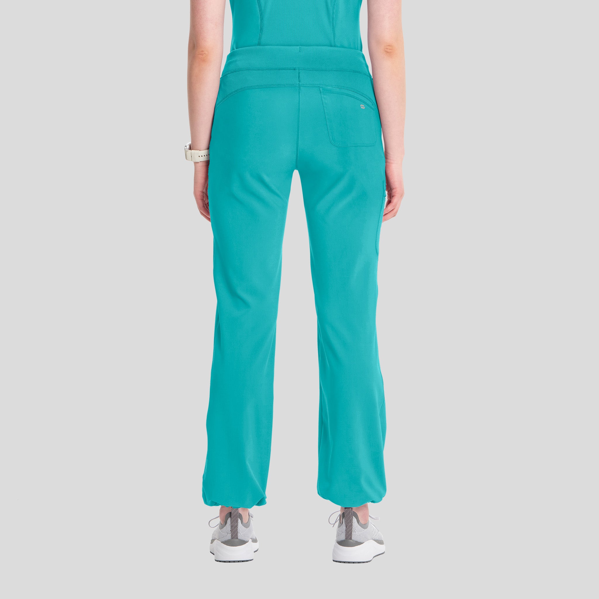 Rib Knit Drawstring Waist Scrub Pant | Teal