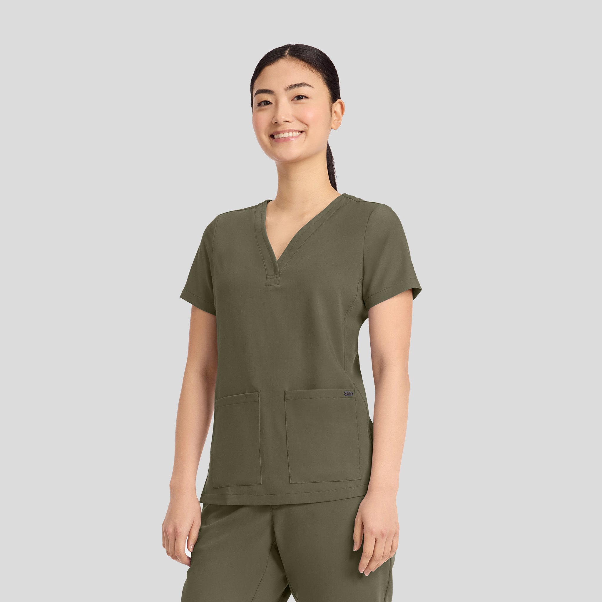 Women's Briana Y-Neck Scrub Top | Olive