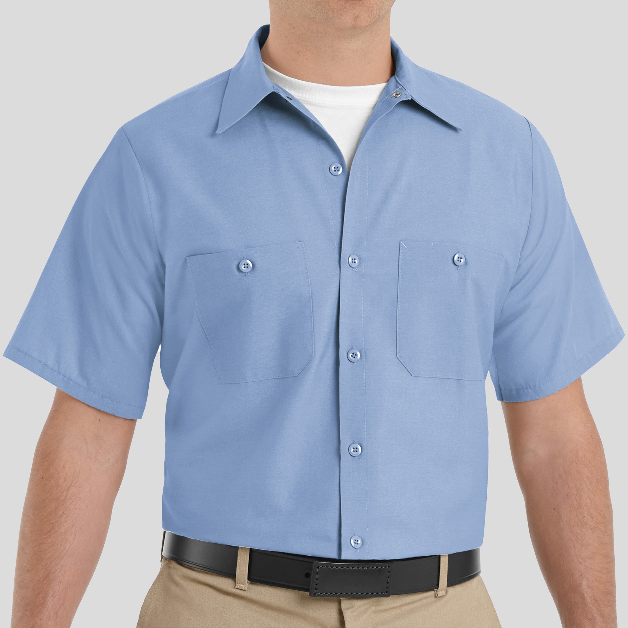 Men's Short Sleeve Industrial Work Shirt | Light Blue