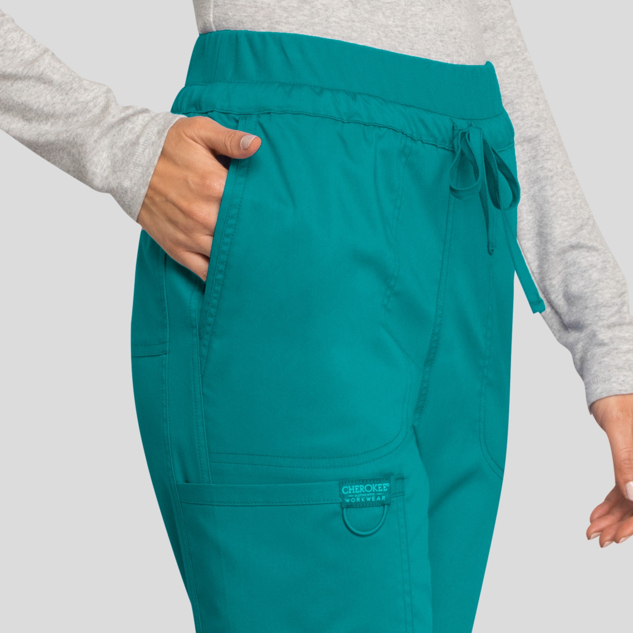 Tapered Leg Drawstring Scrub Pant | Teal