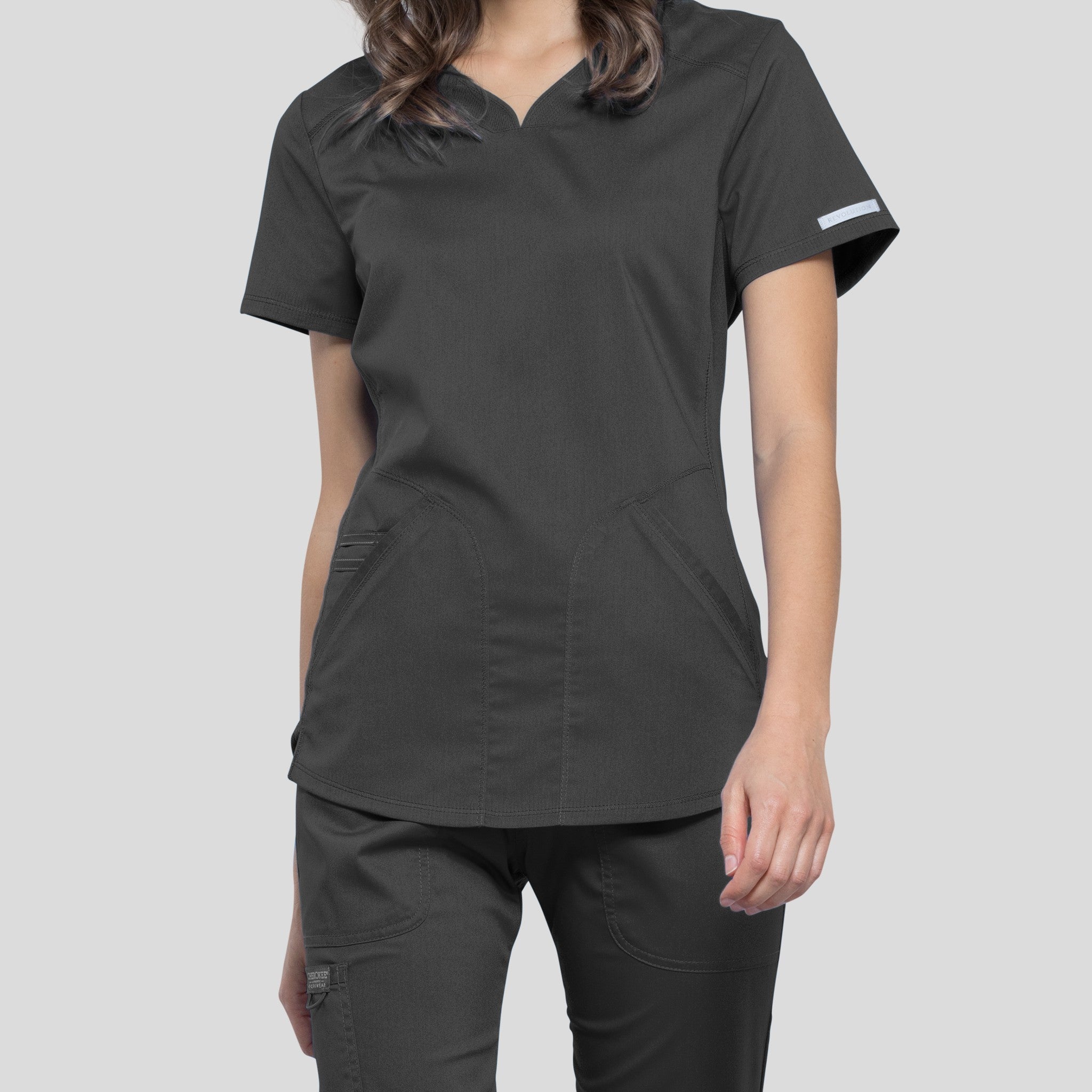 2-Pocket Sweetheart V-Neck | Pewter