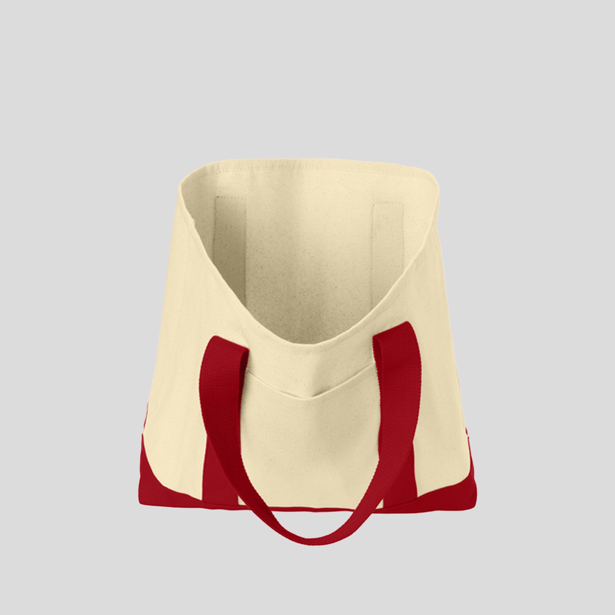 Ideal Twill Two-Tone Shopping Tote | Natural/Red