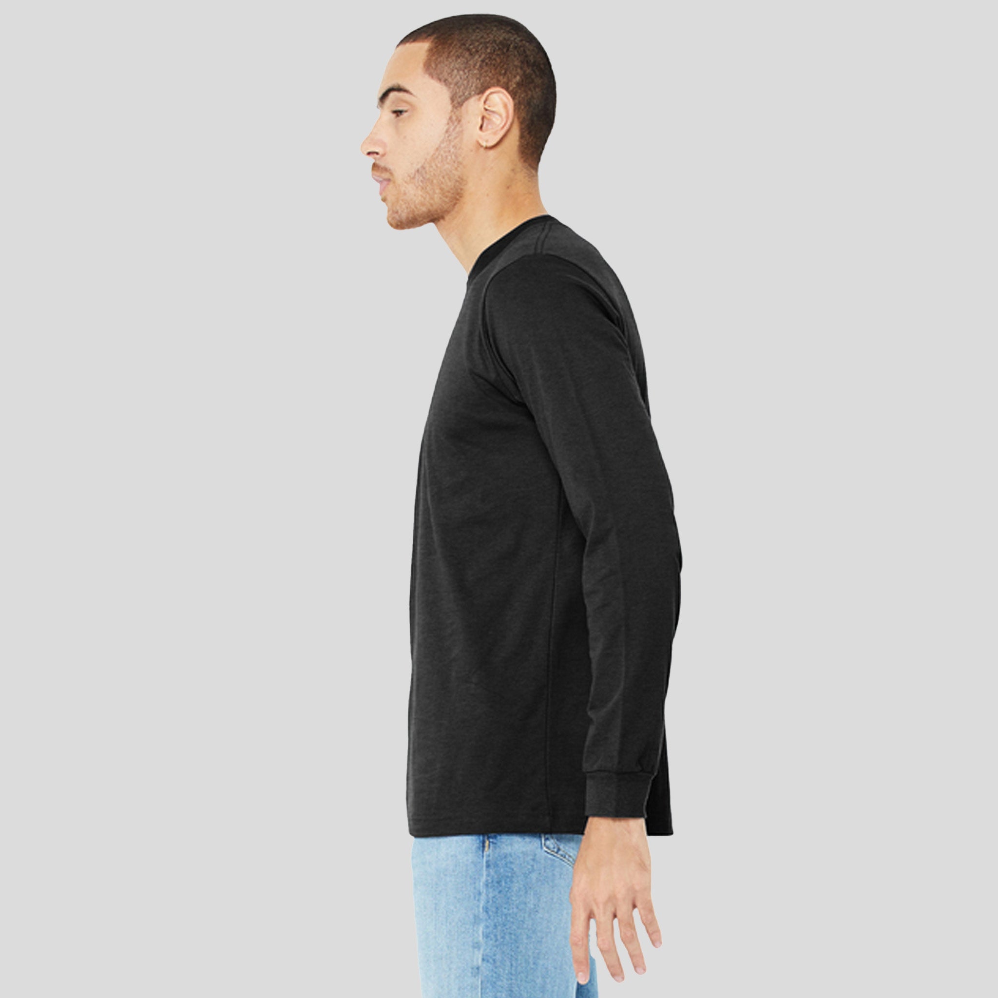 Unisex Heather CVC Long Sleeve Tee | Black Heather