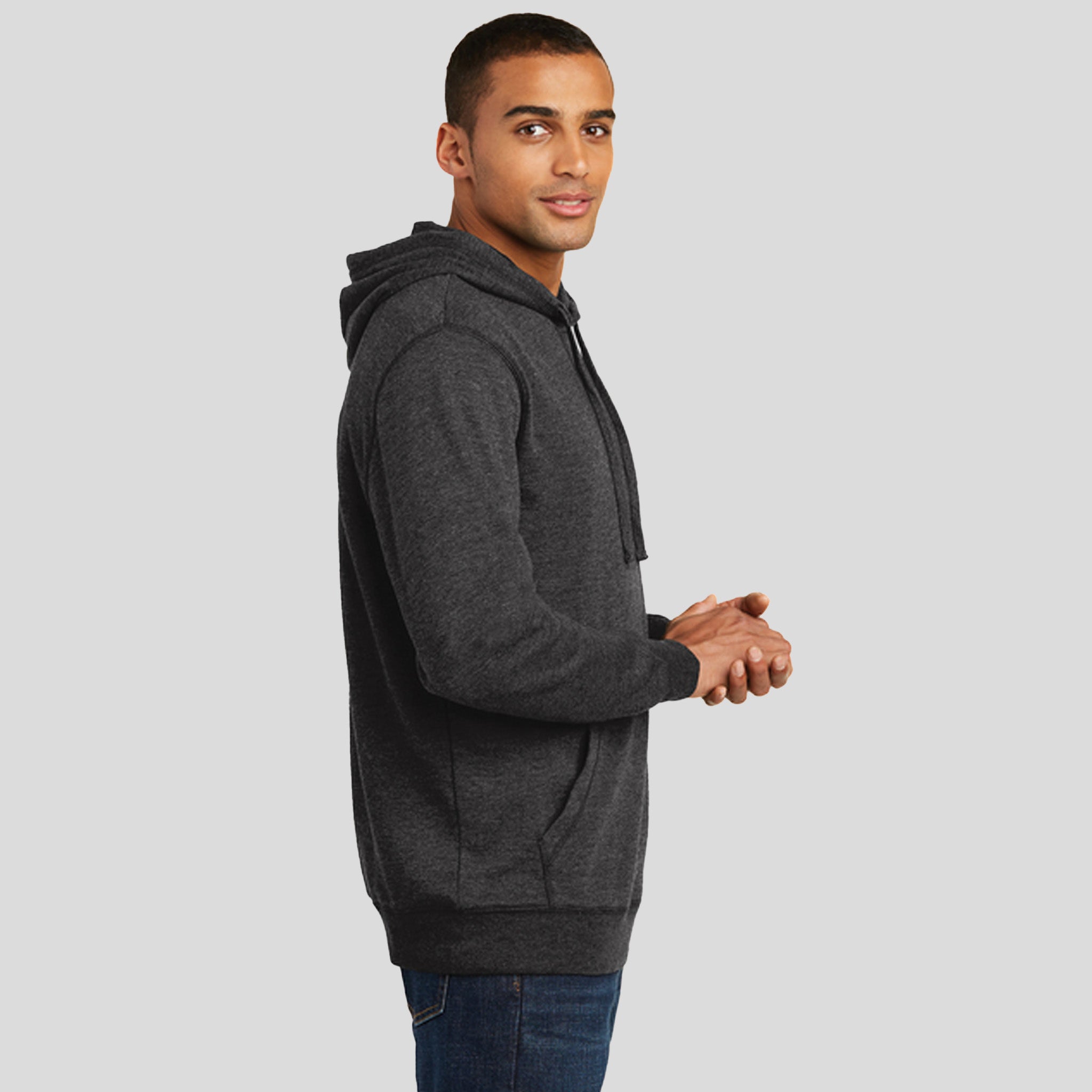 Lightweight Fleece Hoodie | Heathered Black