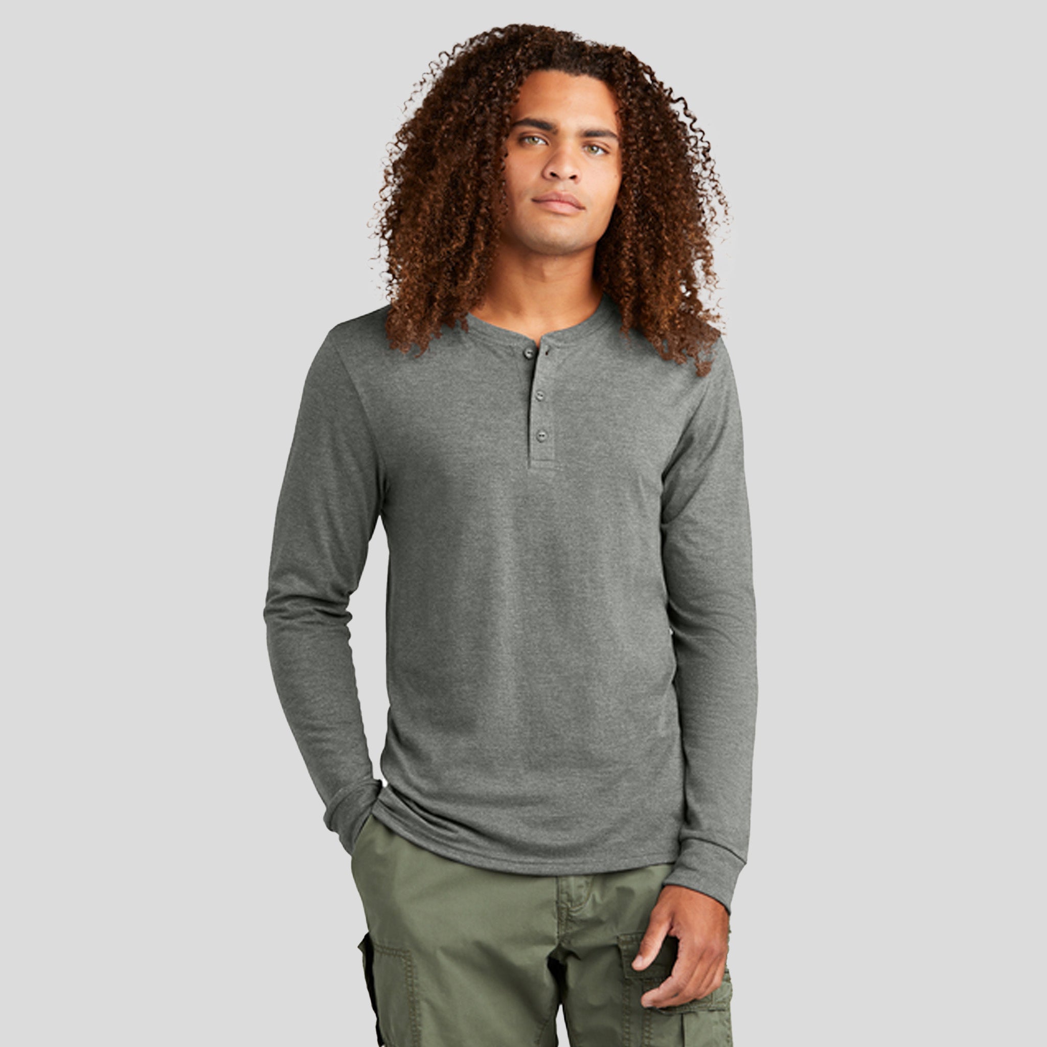 Perfect Tri® Long Sleeve Henley | Heathered Charcoal