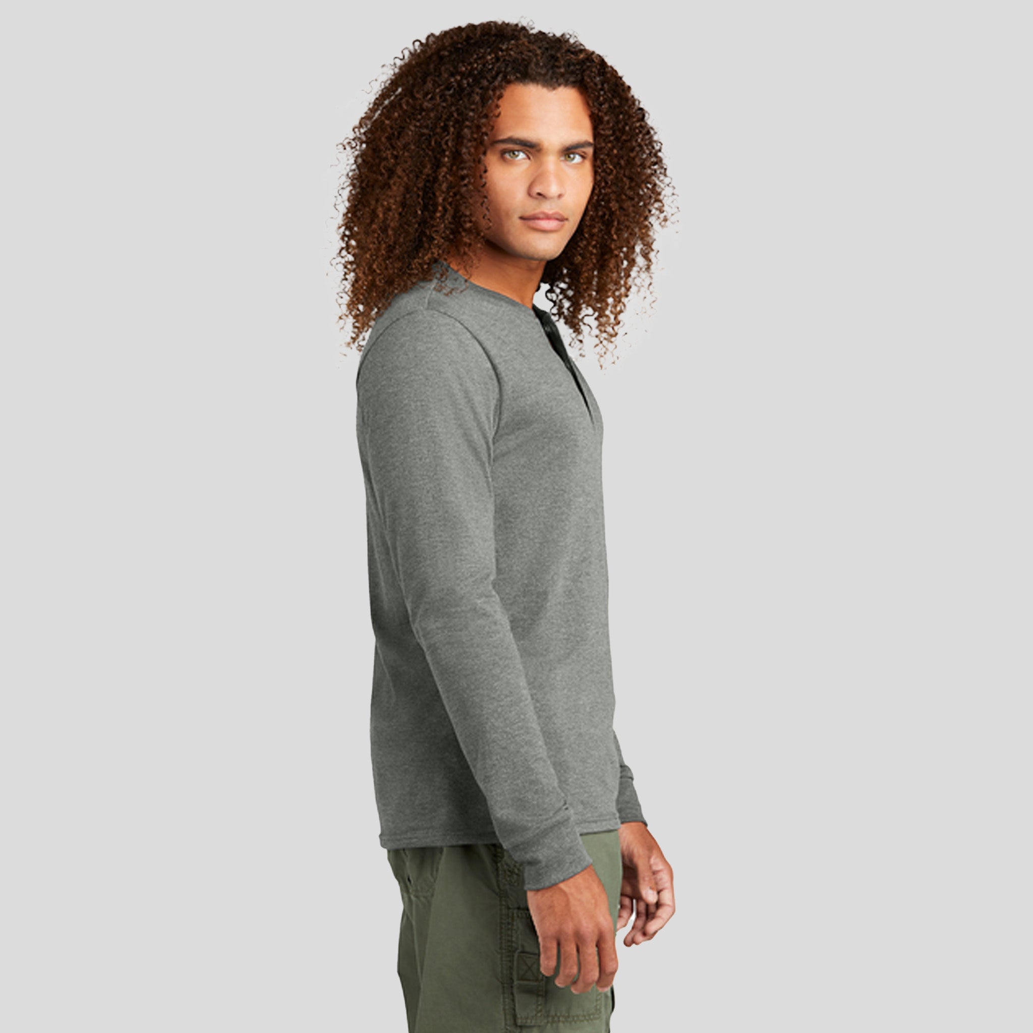 Perfect Tri® Long Sleeve Henley | Heathered Charcoal