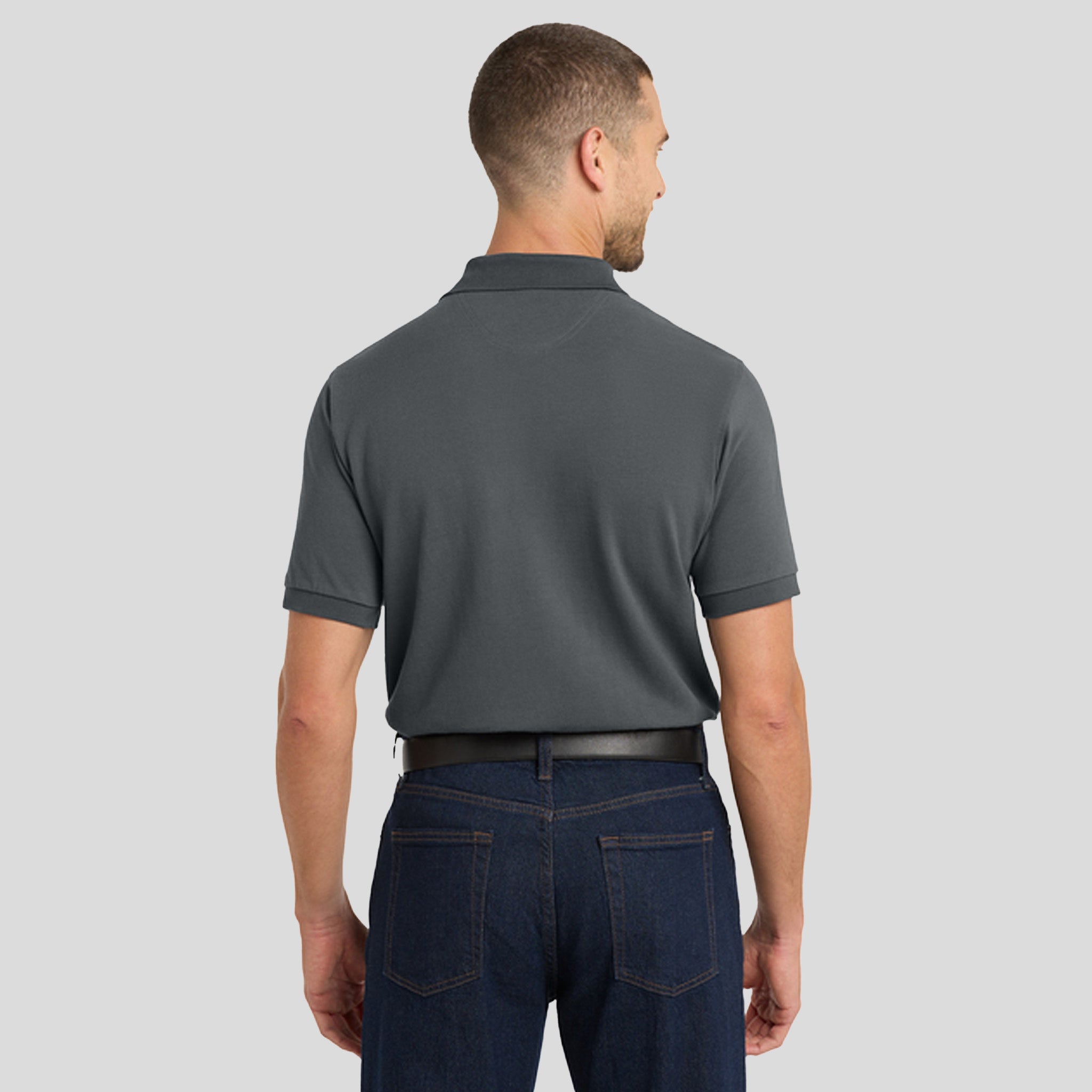 Heavyweight Cotton Pique Polo | Steel Grey