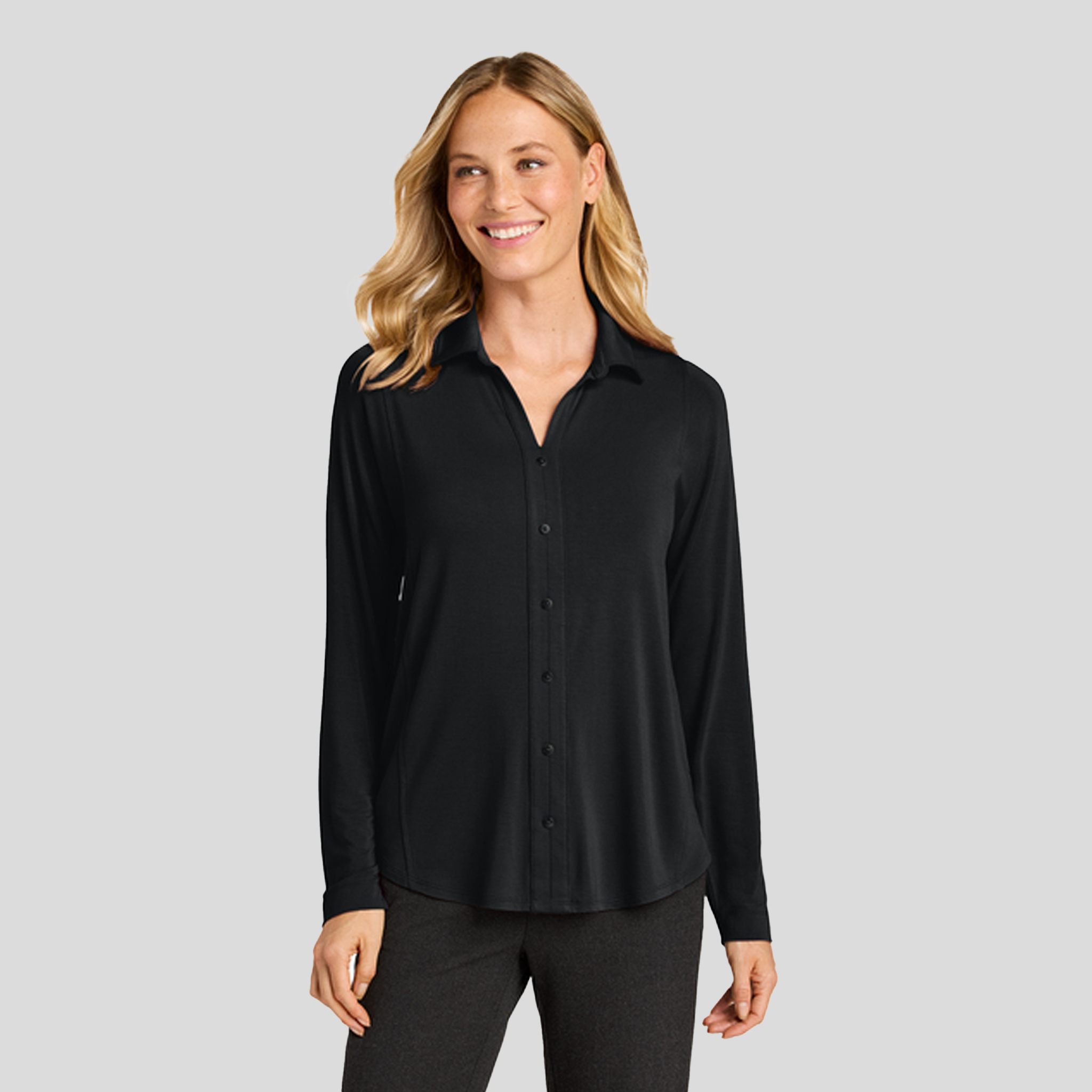Women’s Luxe Knit Button Tunic | Deep Black