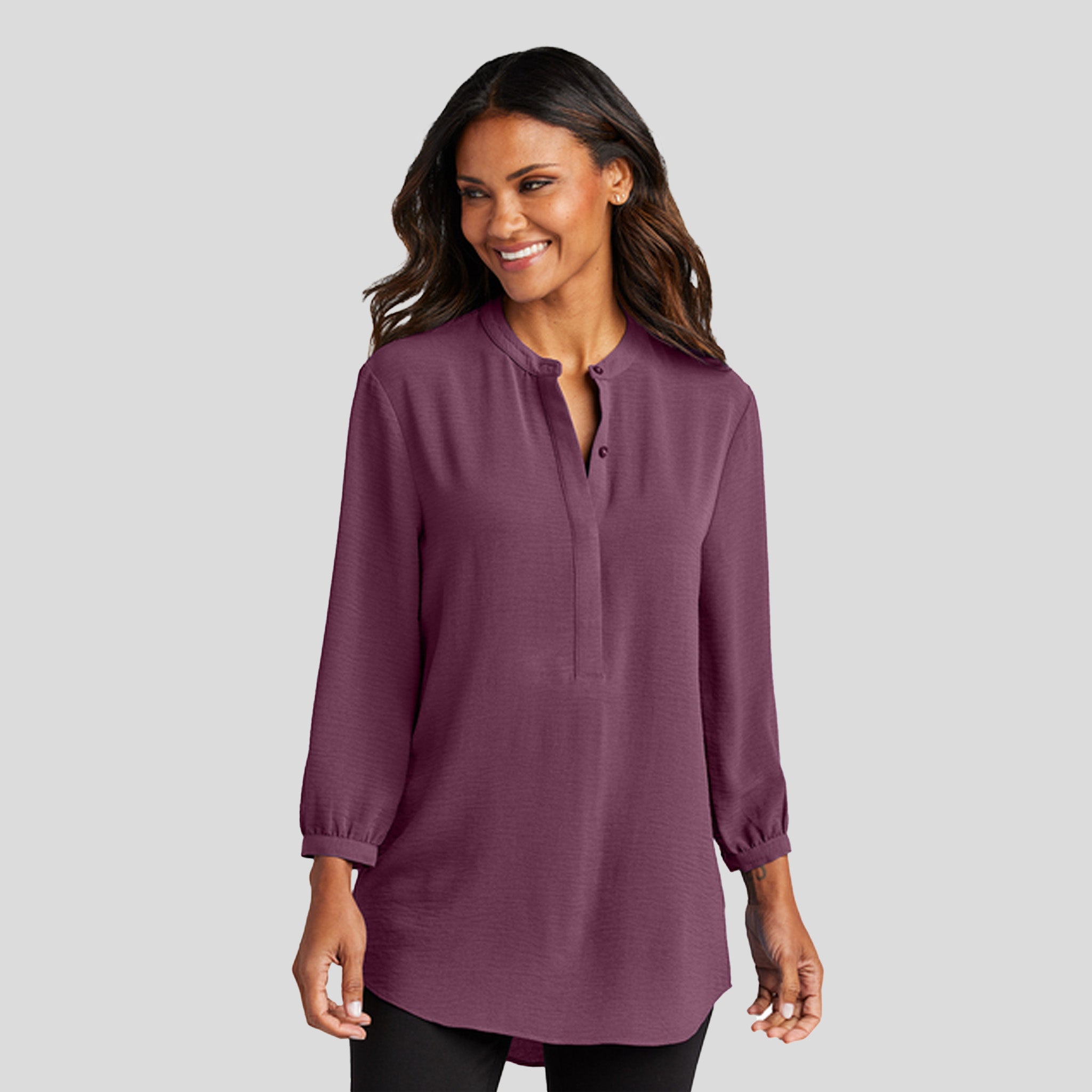 Women's 3/4-Sleeve Textured Crepe Tunic | Purple Mist