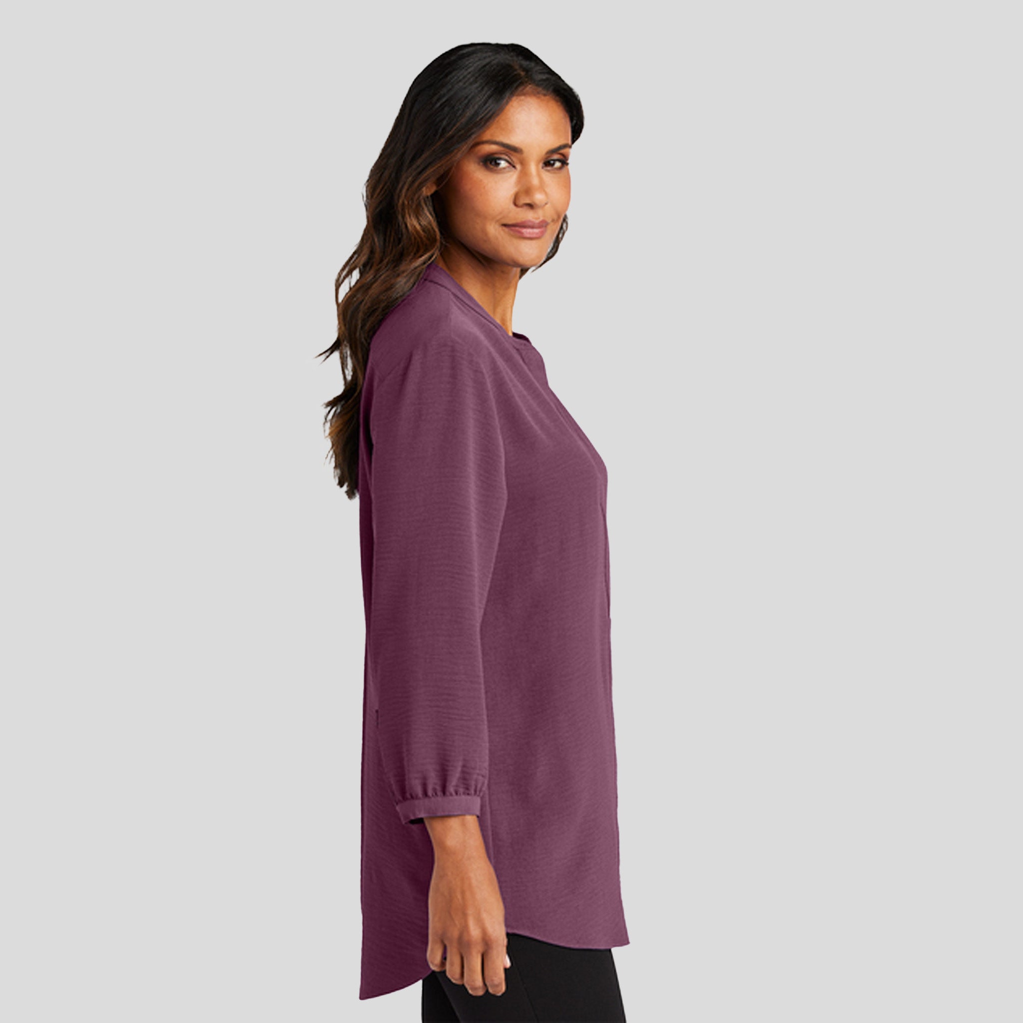Women's 3/4-Sleeve Textured Crepe Tunic | Purple Mist