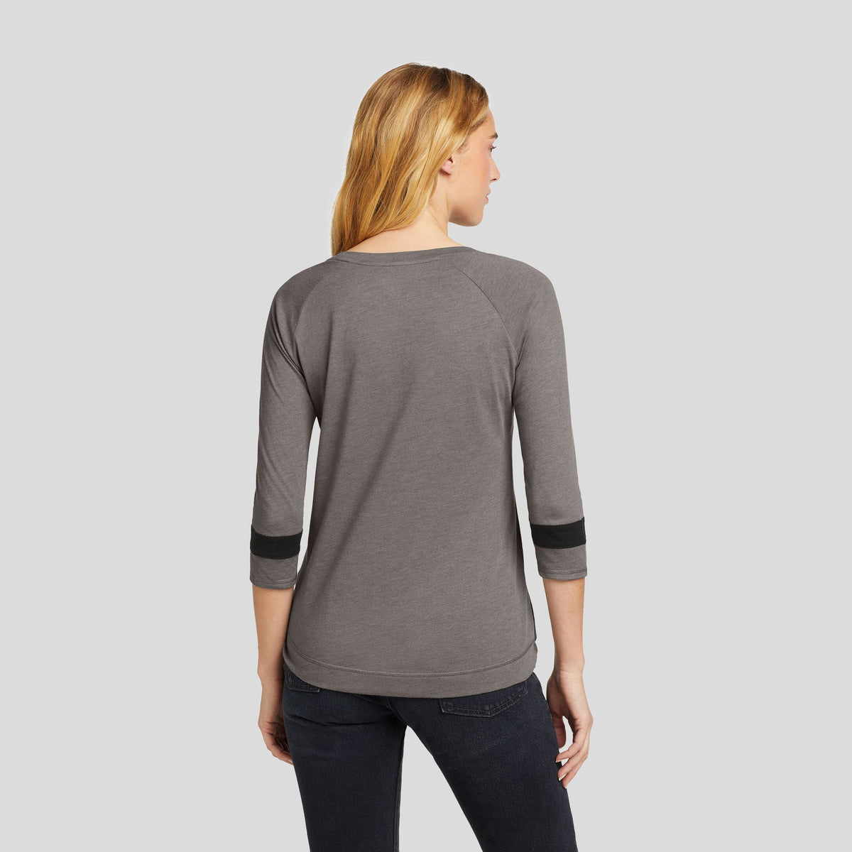 Women's Tri-Blend 3/4-Sleeve Tee | Shadow Grey/Black Solid