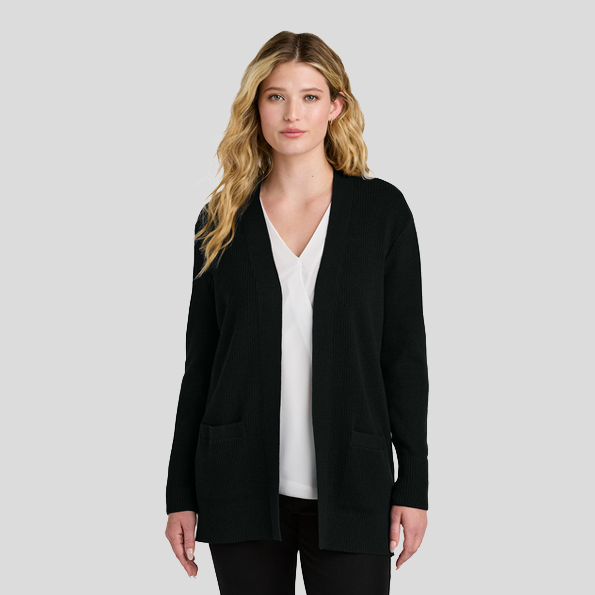 Women’s Easy Care Open-Front Cardigan Sweater | Deep Black