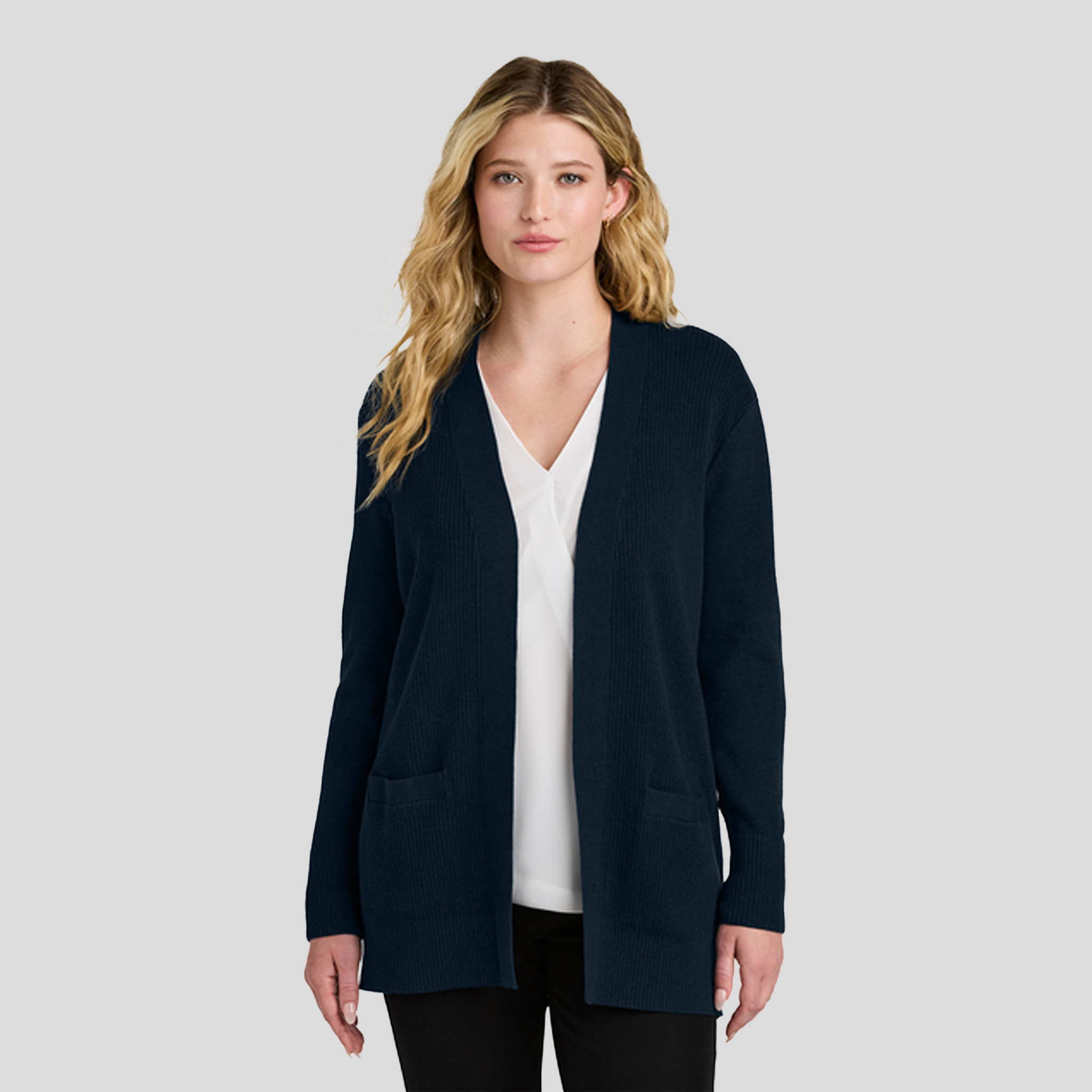 Women’s Easy Care Open-Front Cardigan Sweater | River Blue Navy