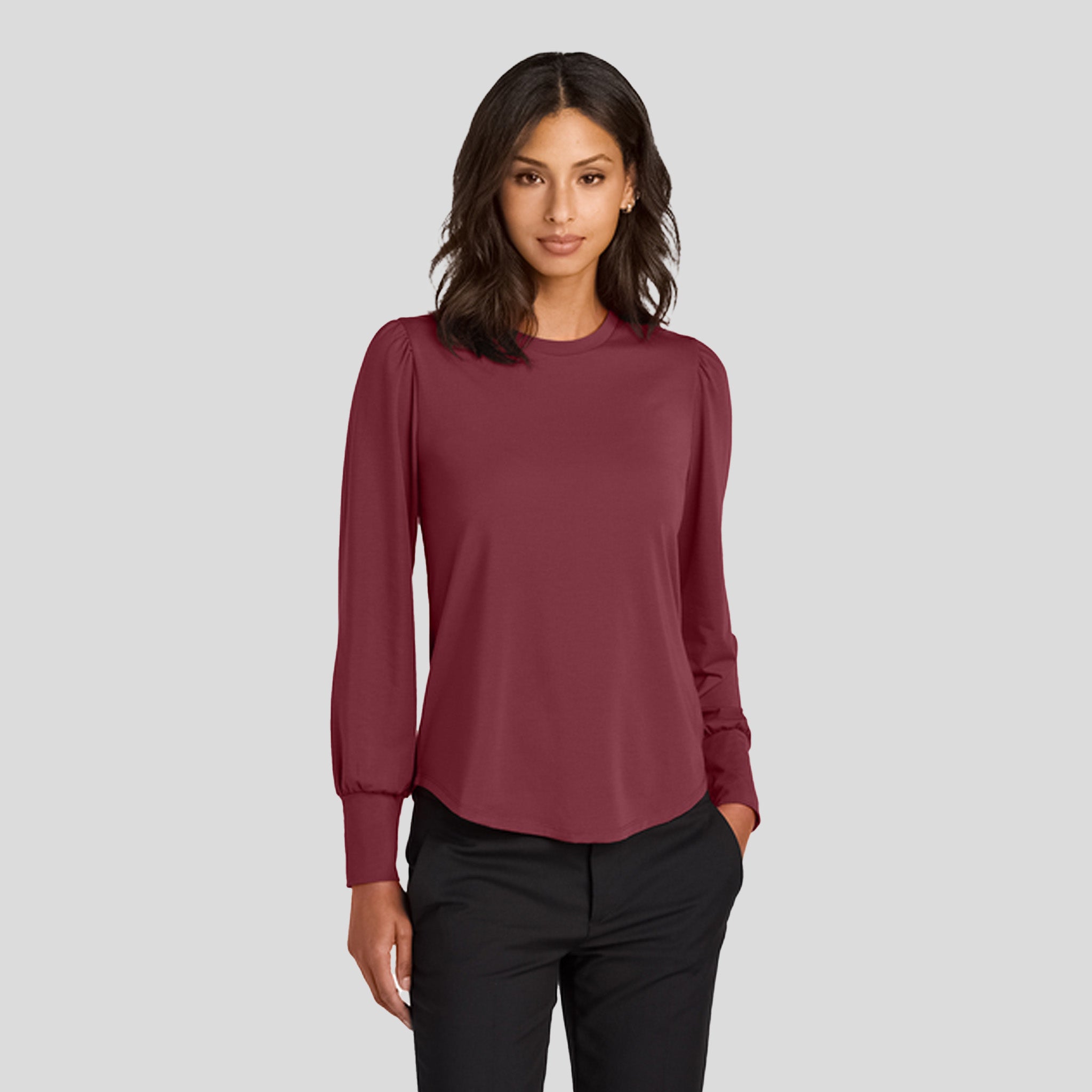 Women’s Stretch Jersey Long Sleeve Blouson Top | Rosewood