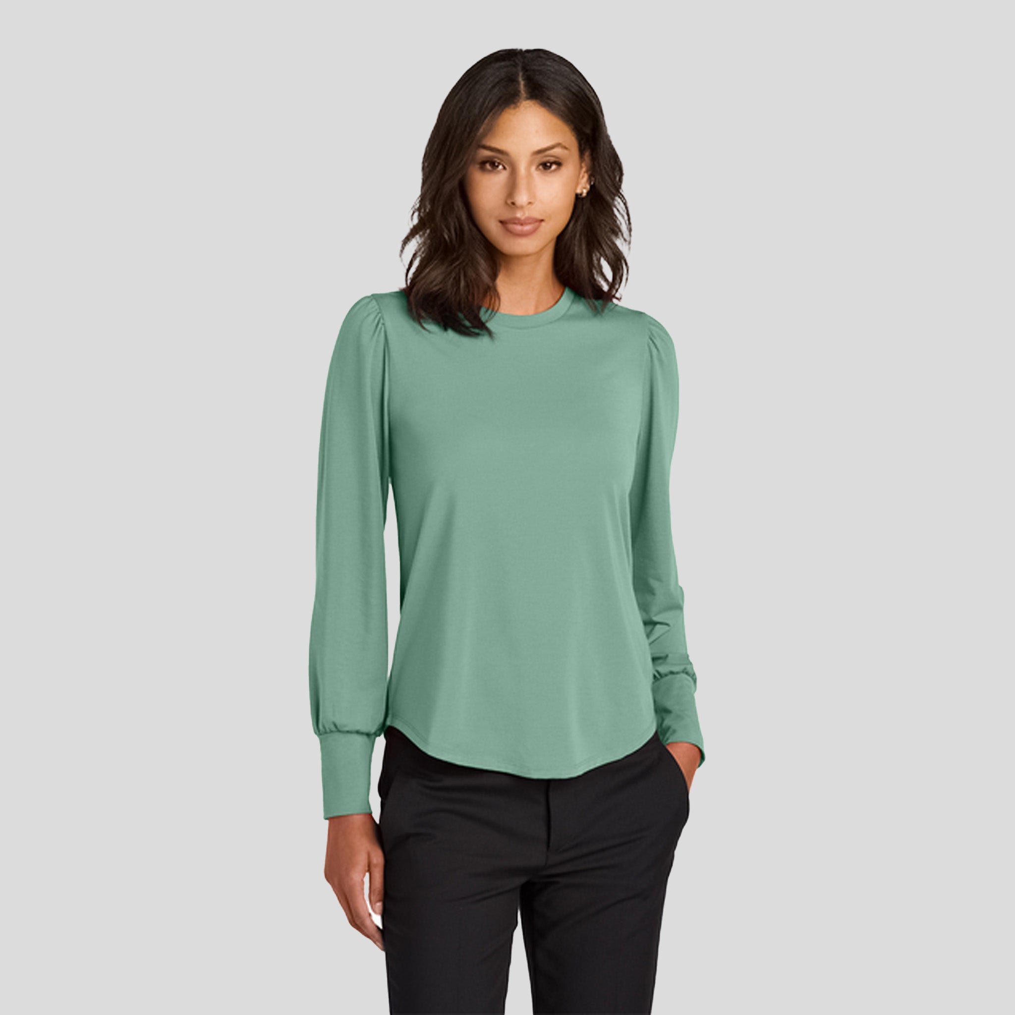 Women’s Stretch Jersey Long Sleeve Blouson Top | Sage