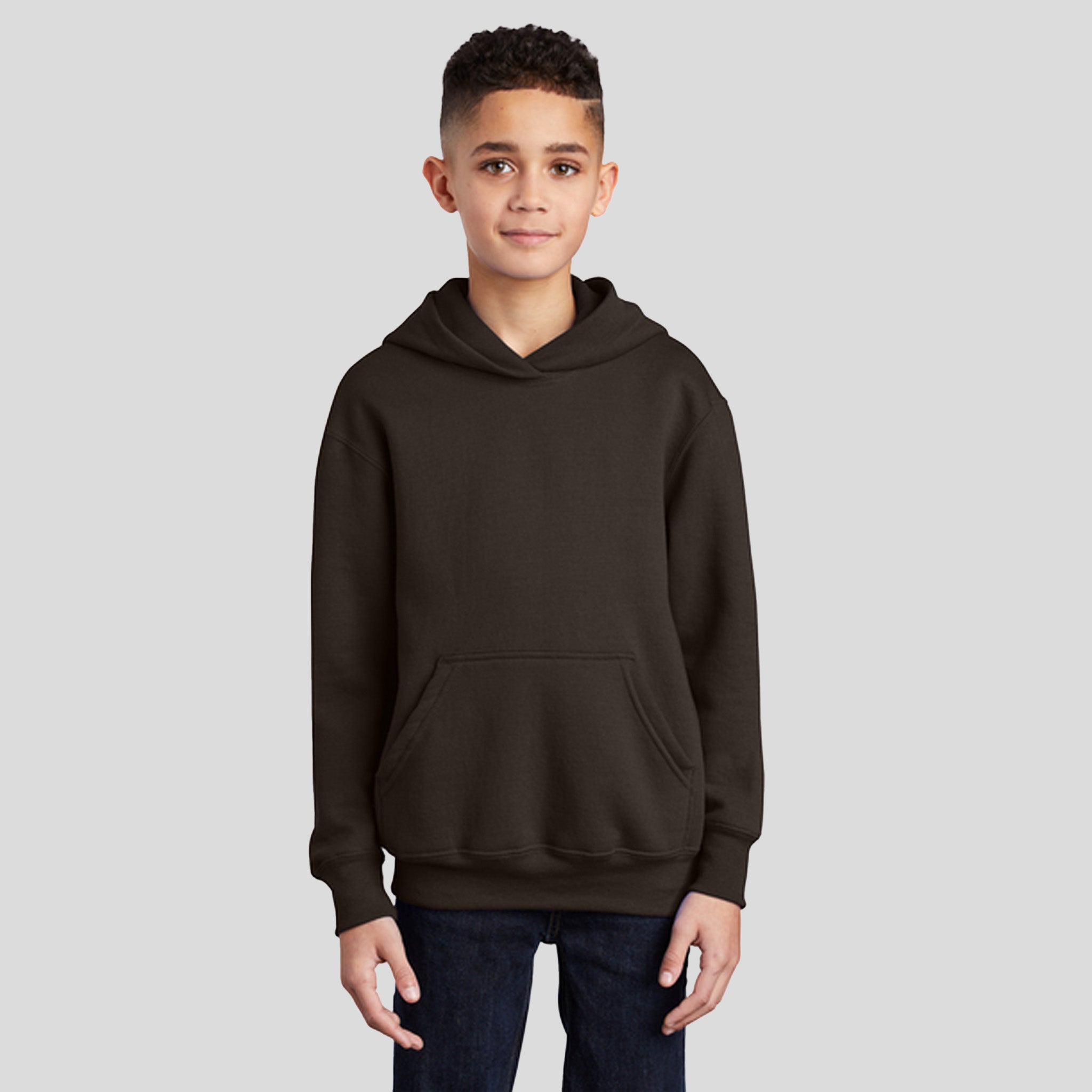 Youth Core Fleece Pullover Hooded Sweatshirt | Dark Chocolate Brown