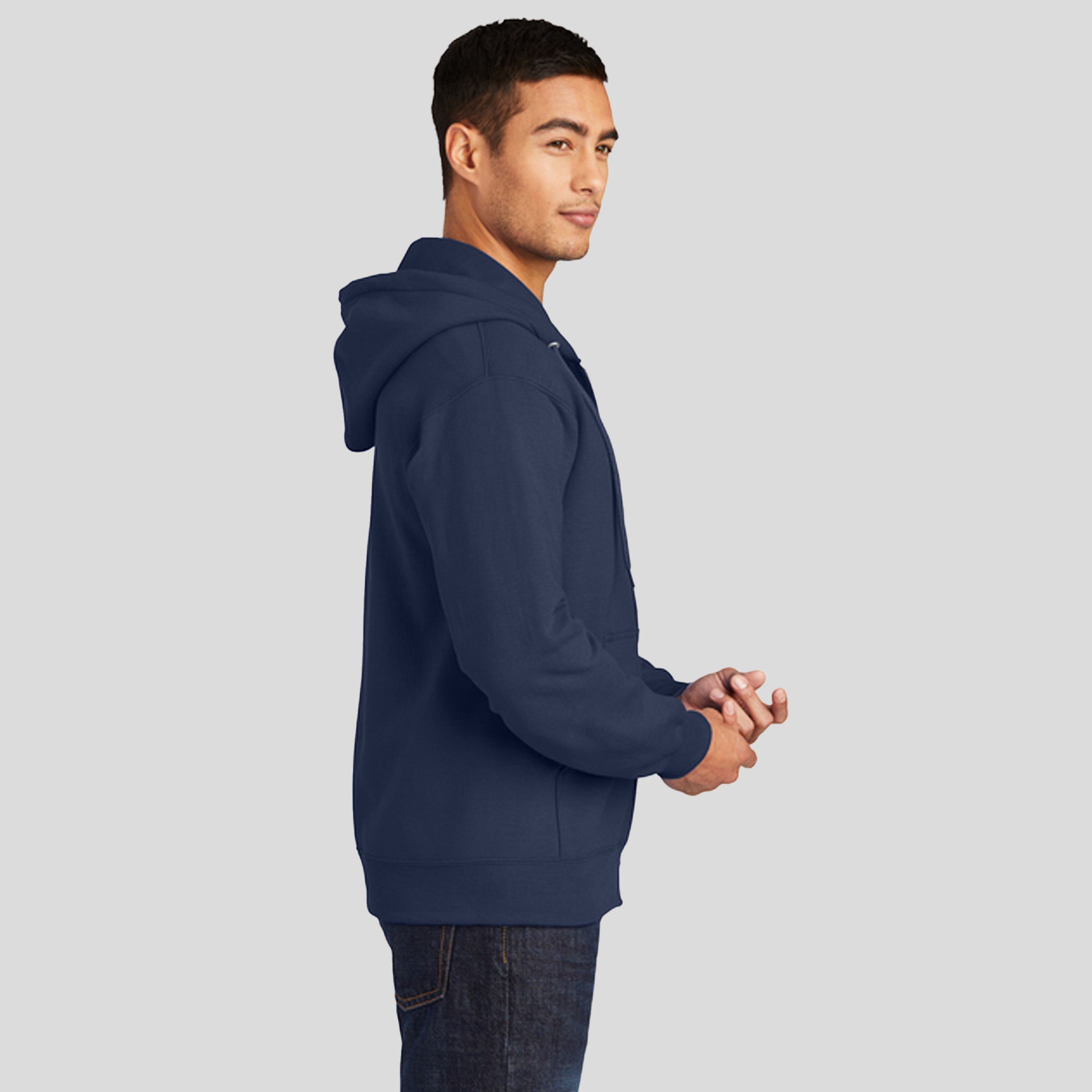 Tall Essential Fleece Full-Zip Hooded Sweatshirt  | Navy
