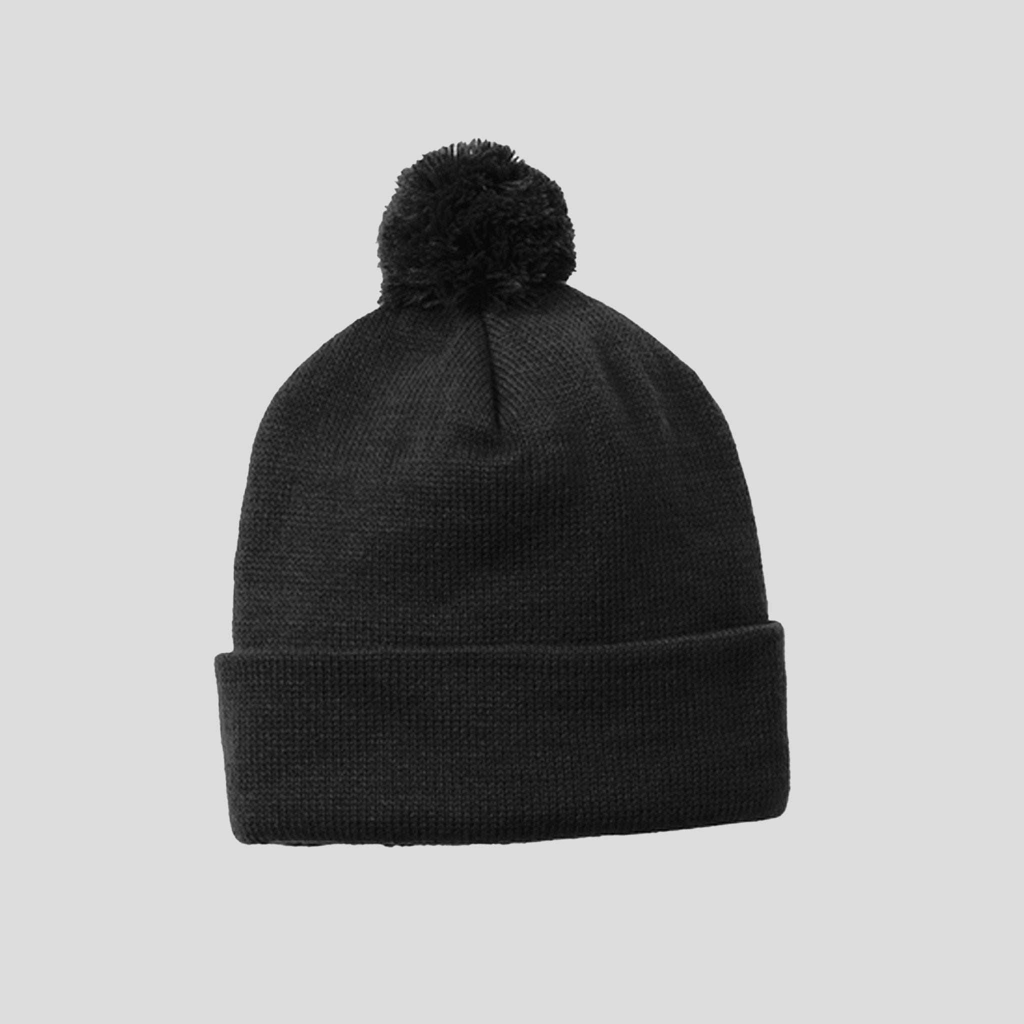 Solid Pom Pom Beanie | Black